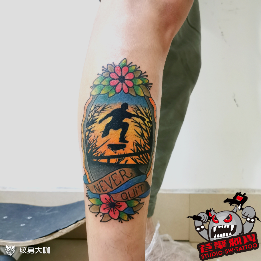 滑板_纹身图案手稿图片_桂小磊的纹身作品集