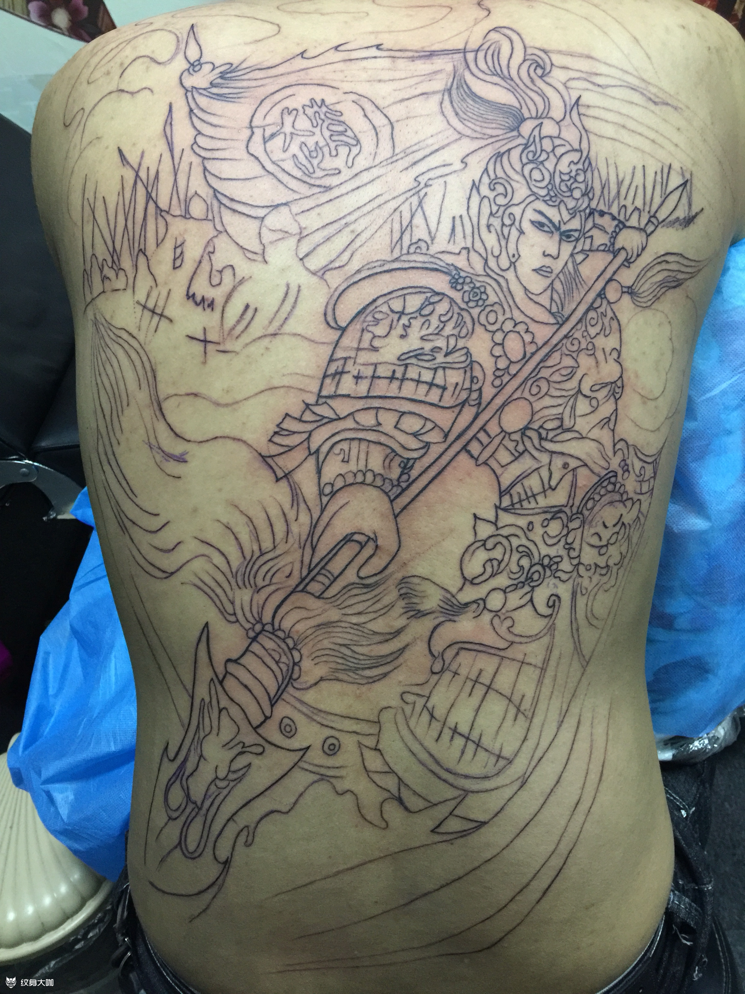 常山赵子龙线条版_纹身图案手稿图片_焰火堂王浩的纹身作品集