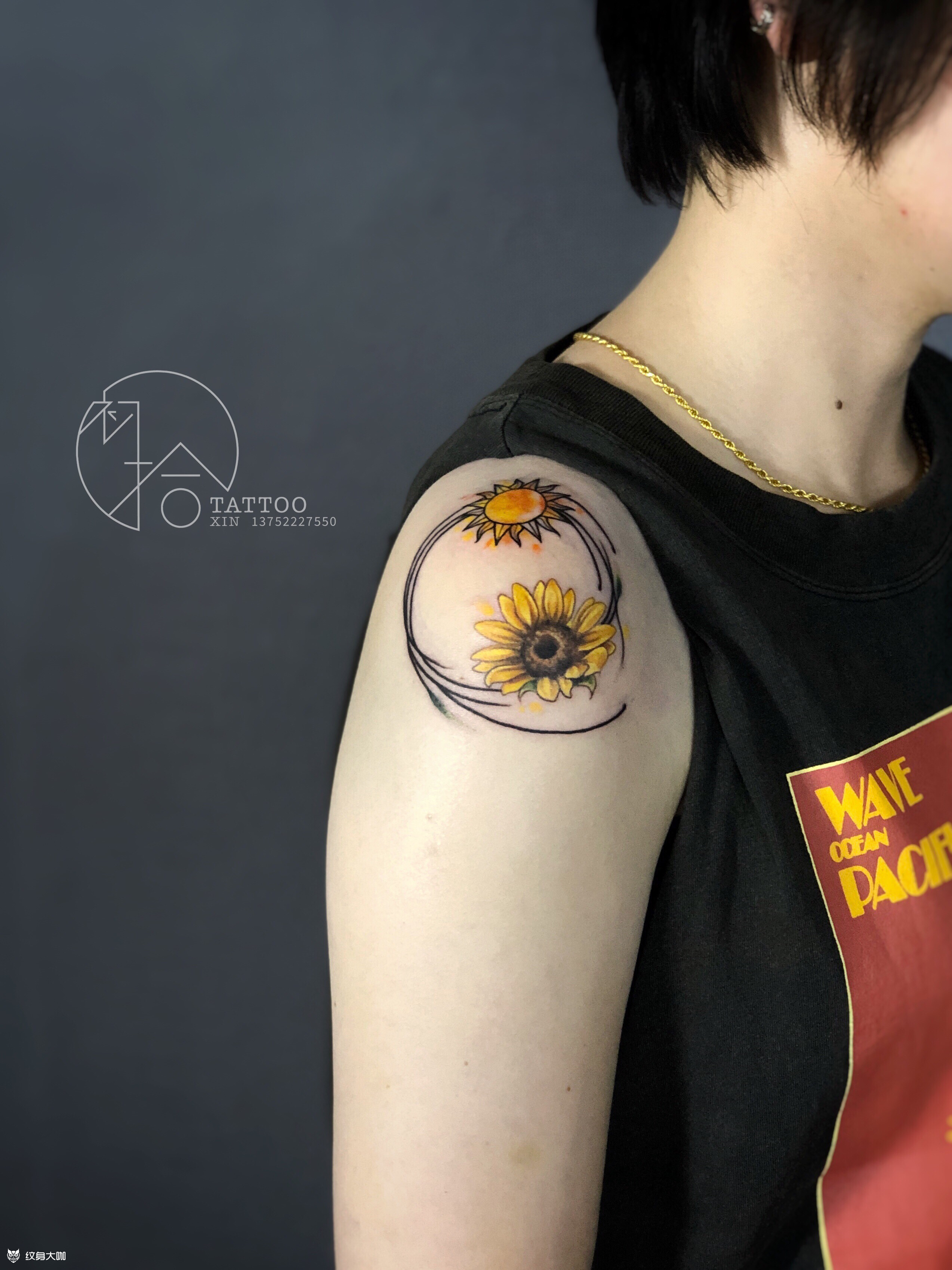 向日葵 太阳_纹身图案手稿图片_天津初拾tattoo-哈拉辛的纹身作品集