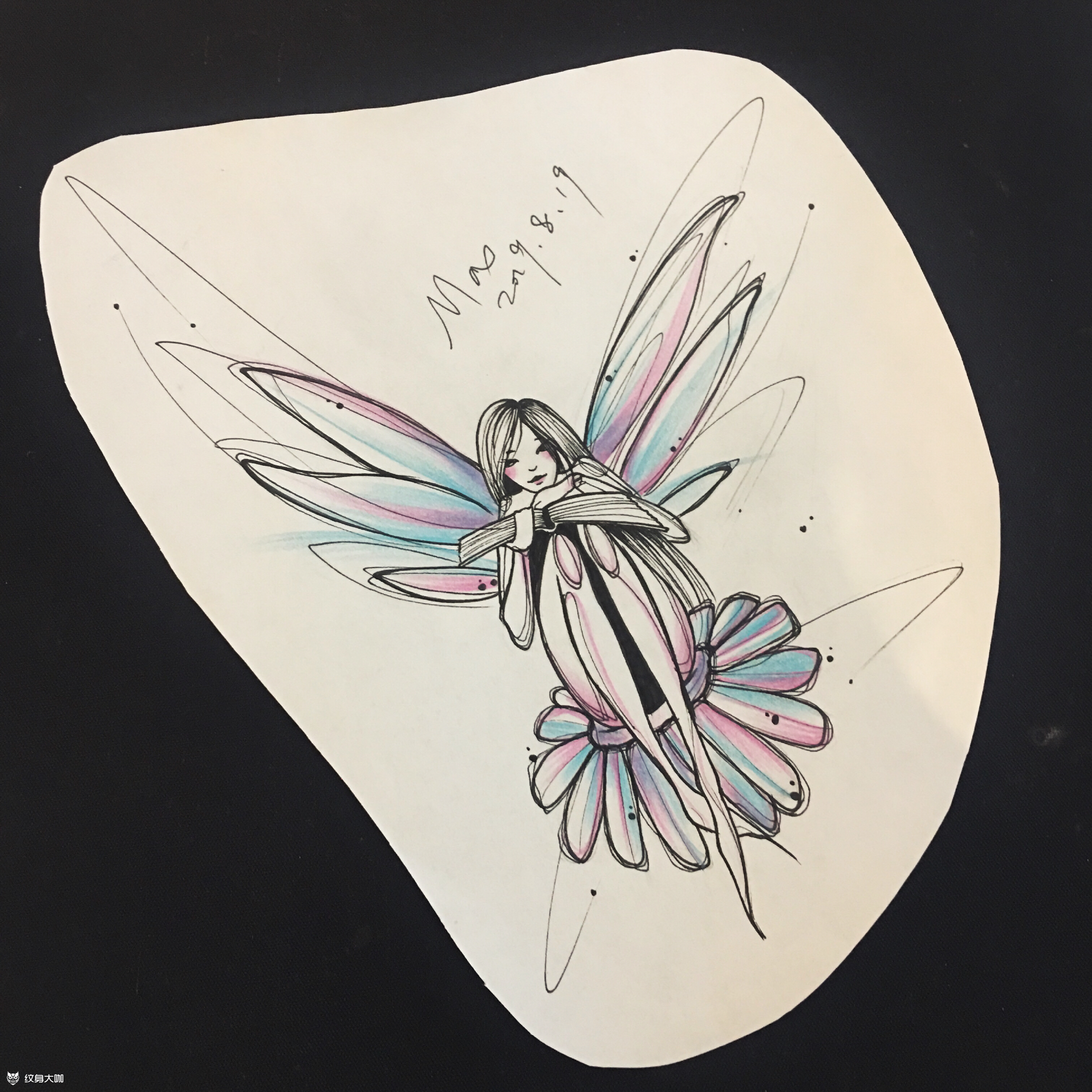 天使_纹身图案手稿图片_max的纹身作品集