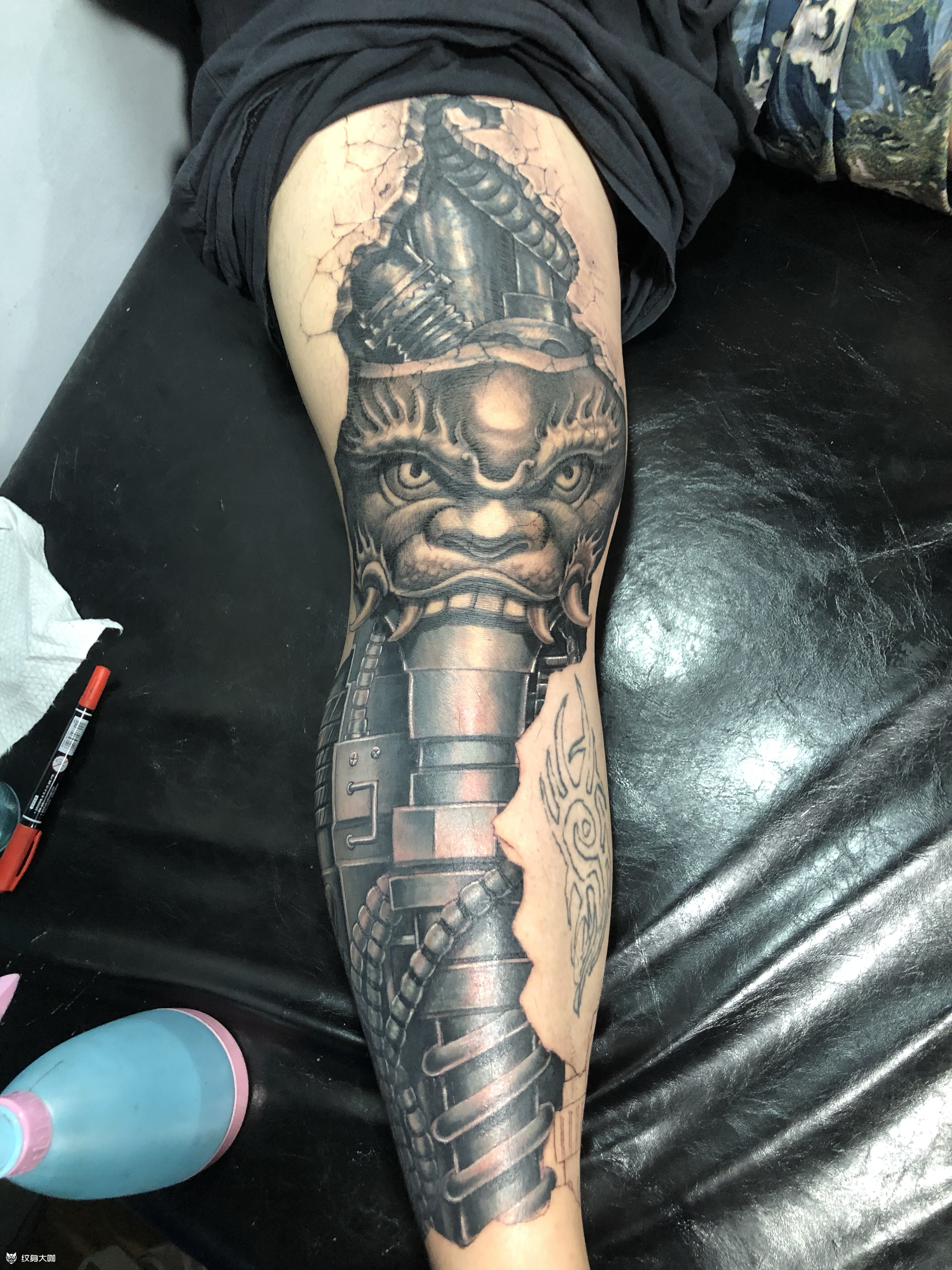 机械腿_纹身图案手稿图片_叶子轩的纹身作品集