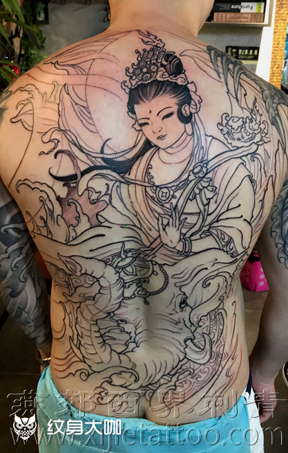 满背 佛 菩萨 _纹身图案手稿图片_燕郊西界的纹身作品集