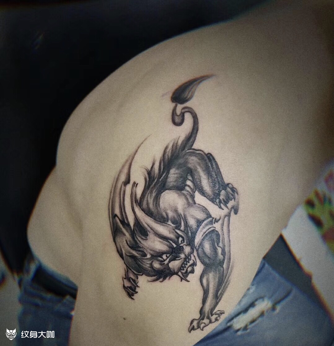 穷奇_纹身图案手稿图片_墨客_ann的纹身作品集