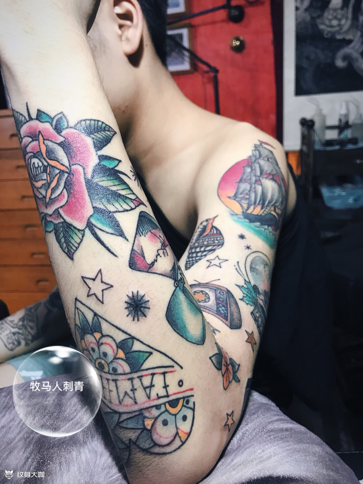 old school花臂_纹身图案手稿图片_峰哥的纹身作品集