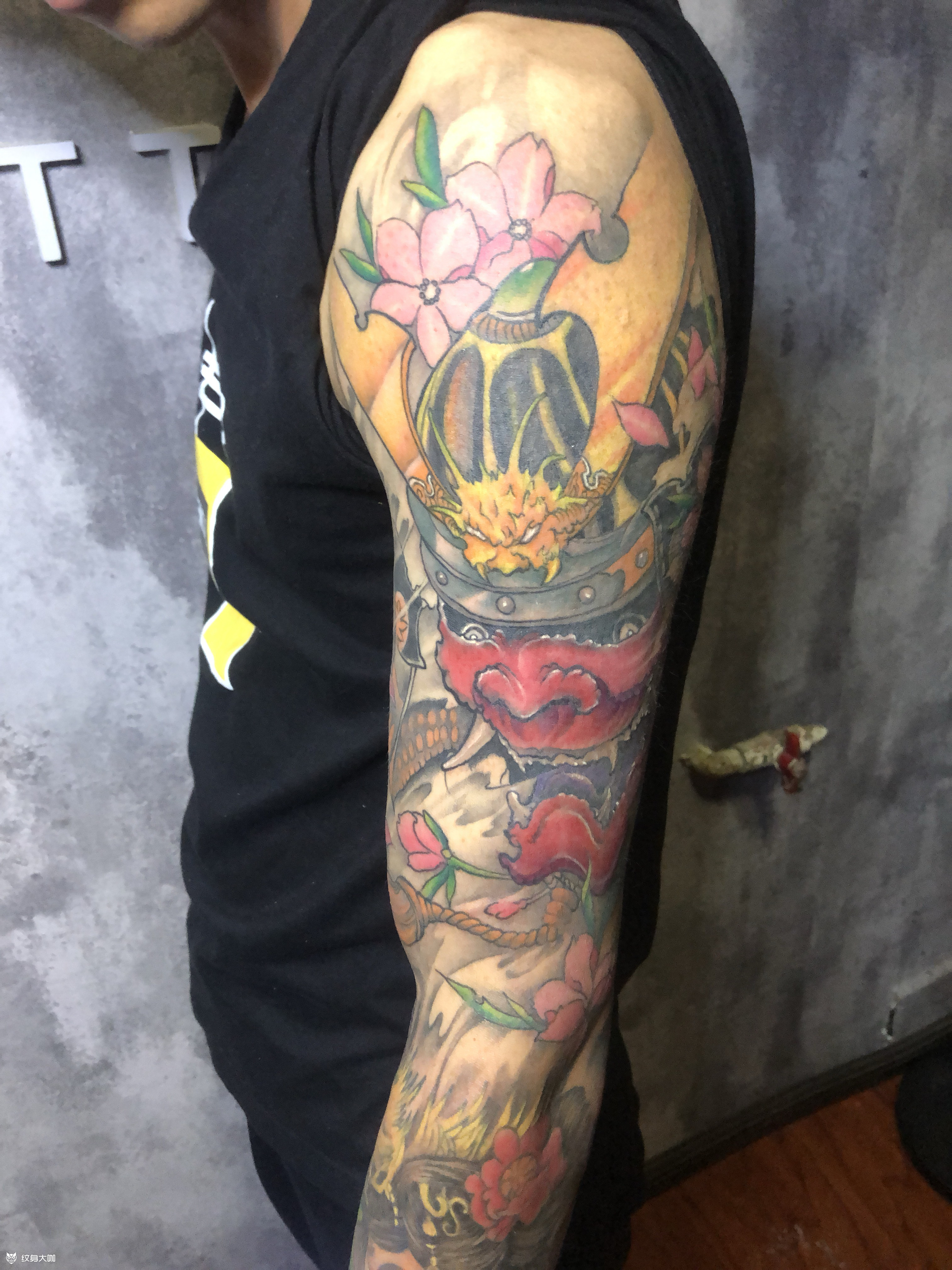 鬼武士彩色花臂修改_纹身图案手稿图片_兰金的纹身作品集