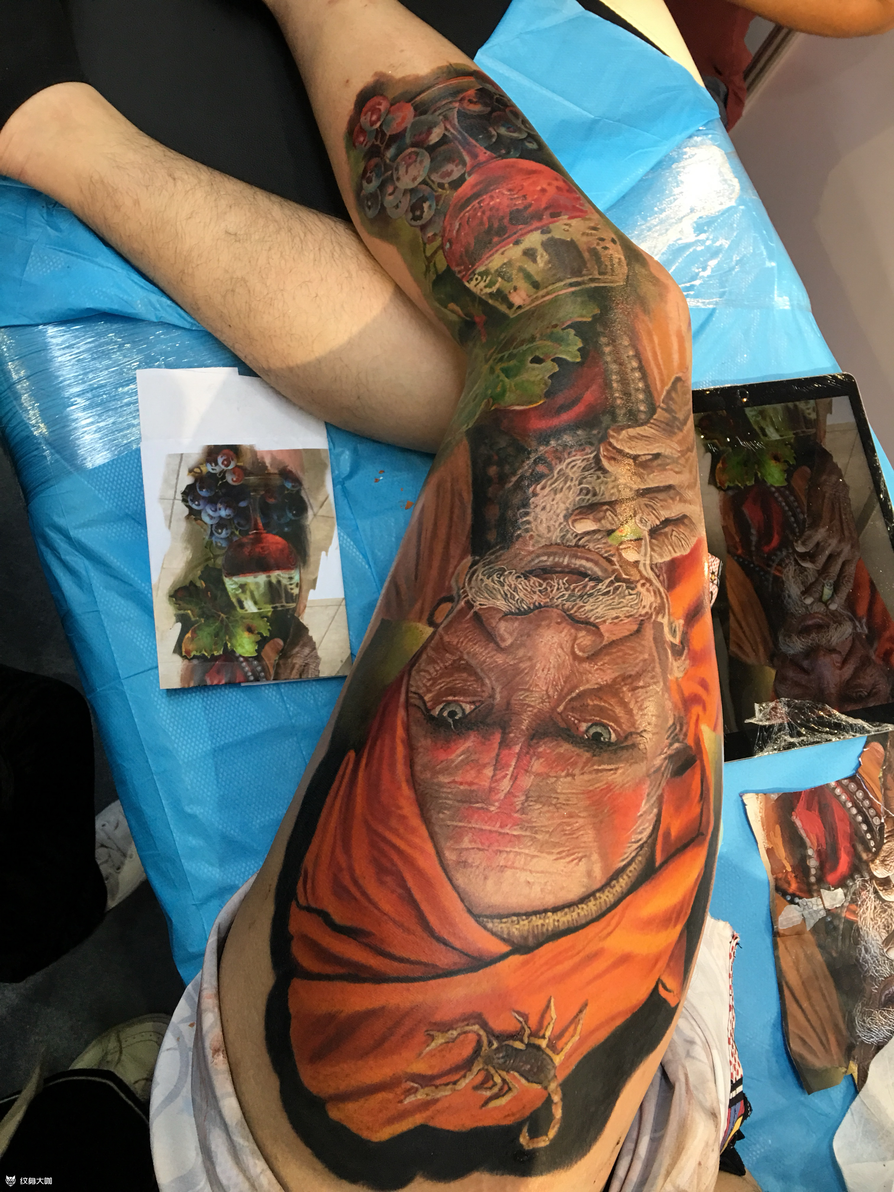 印度抽烟的老人与葡萄和酒 20_纹身吧社区 - 纹身大咖