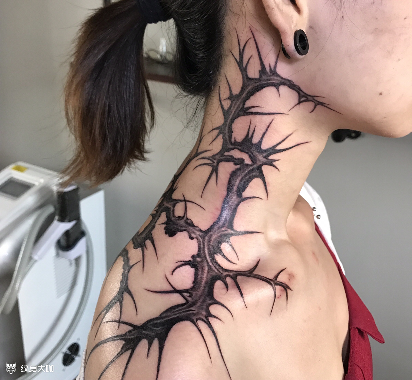 脖子荆棘_纹身图案手稿图片_付露的纹身作品集