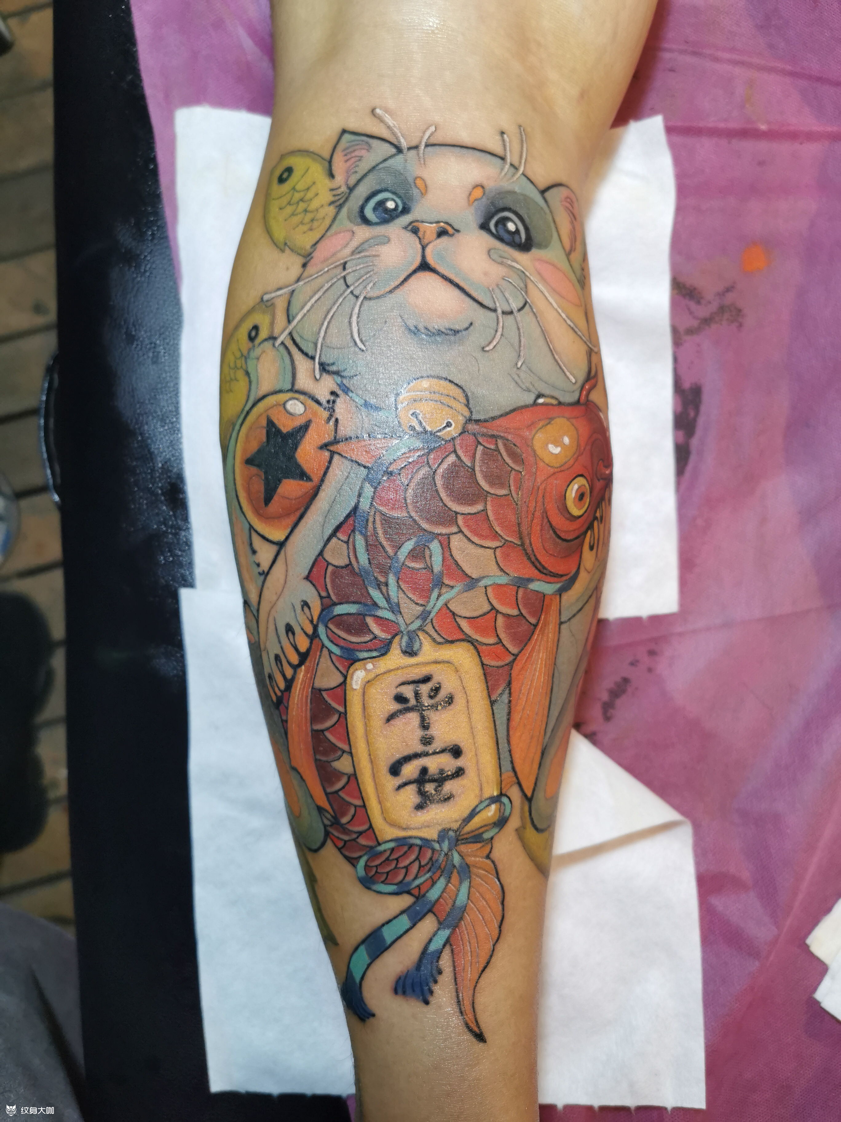 欧洲新传统,62招财猫_纹身图案手稿图片_齐叁岁的纹身作品集