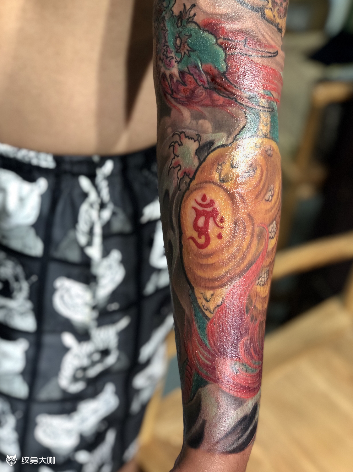 花臂 龙龟_纹身图案手稿图片_王磊的纹身作品集