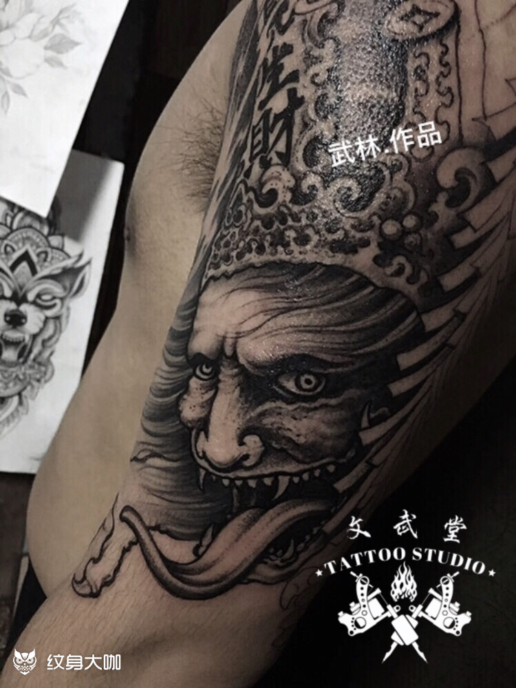 未完成花臂黑白无常_纹身图案手稿图片_武林的纹身作品集