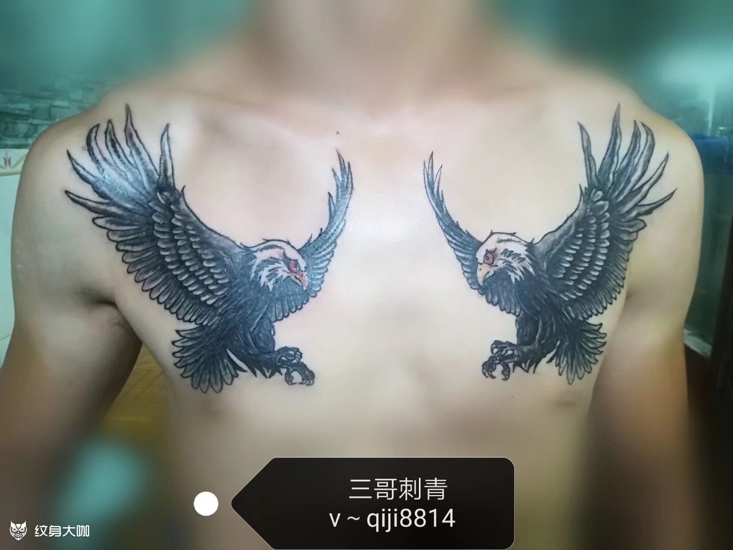 双鹰_纹身图案手稿图片_陈廷富的纹身作品集