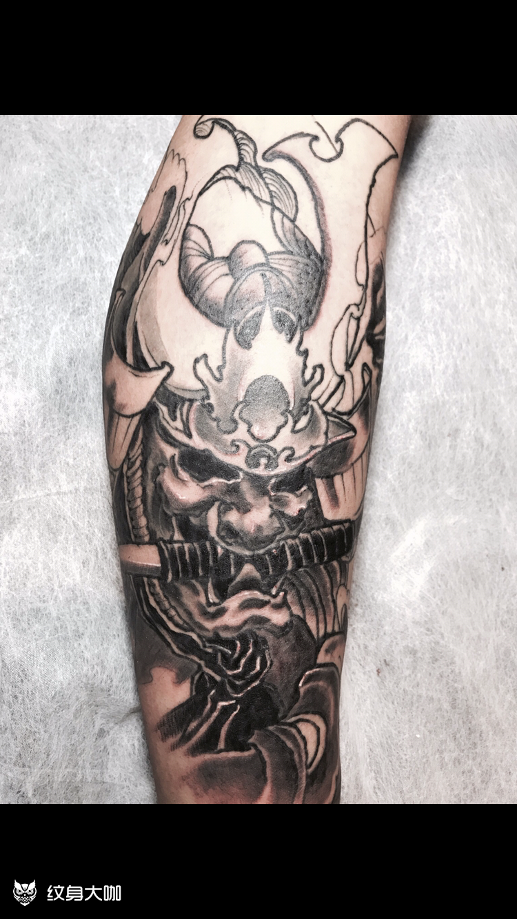 鬼武士_纹身图案手稿图片_施晓露的纹身作品集