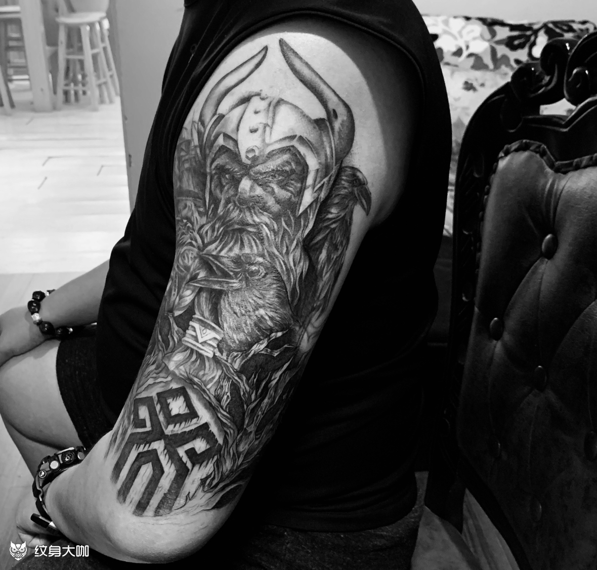 奥丁遮盖图腾_纹身图案手稿图片_文睿的纹身作品集