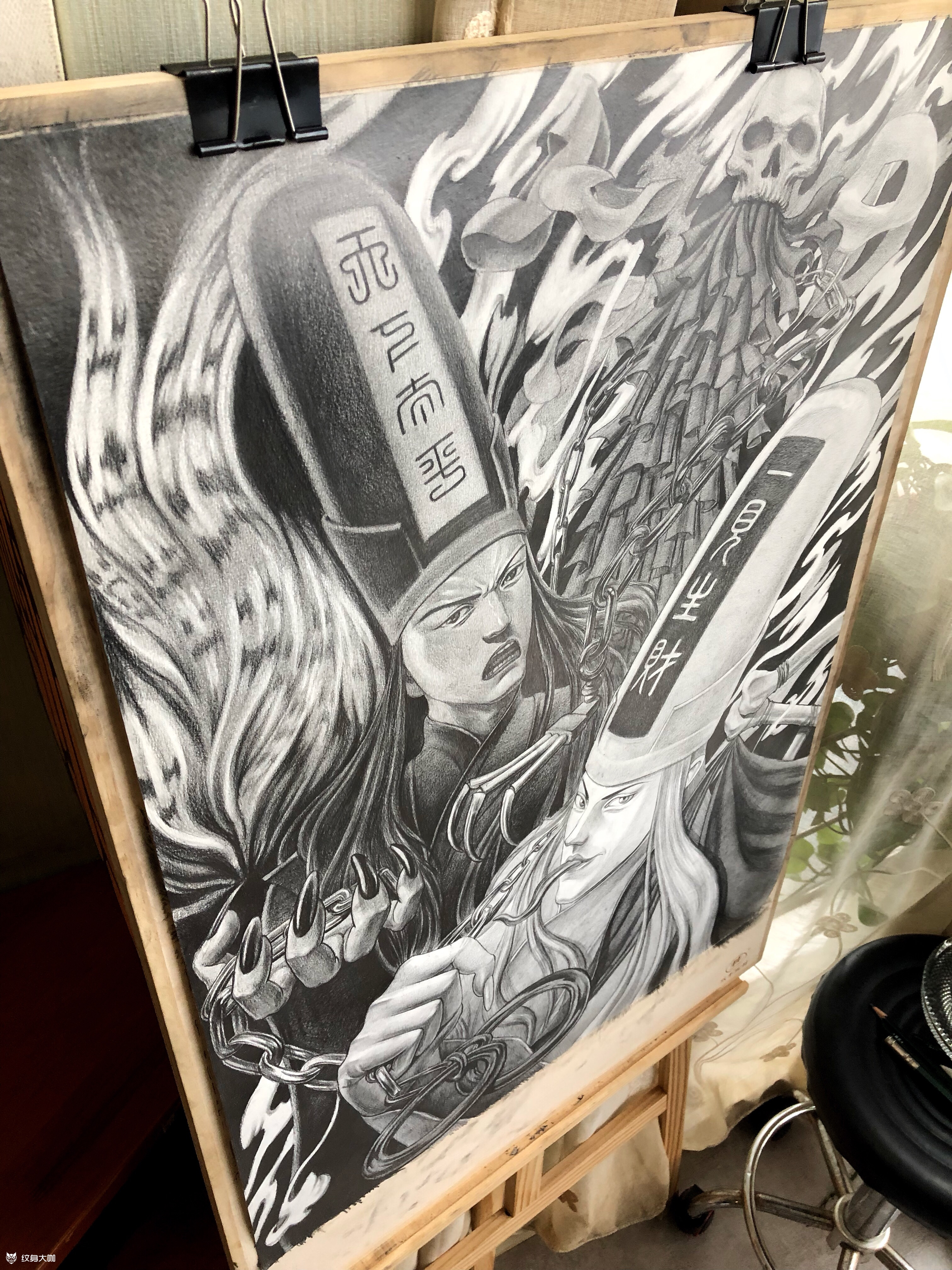 黑白无常_纹身图案手稿图片_老k的纹身作品集