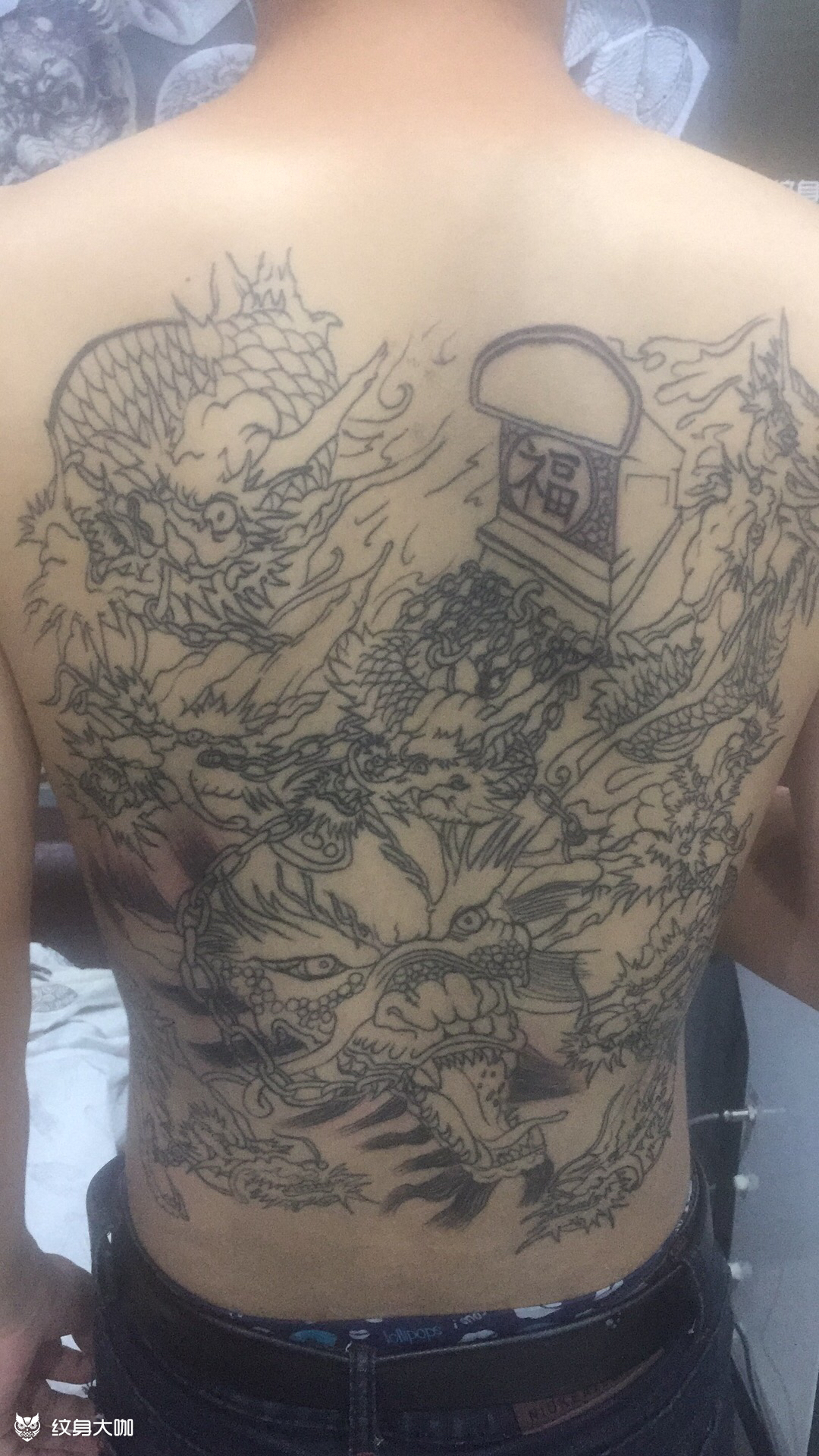 九龙拉棺线条s_纹身图案手稿图片_陈志祥的纹身作品集