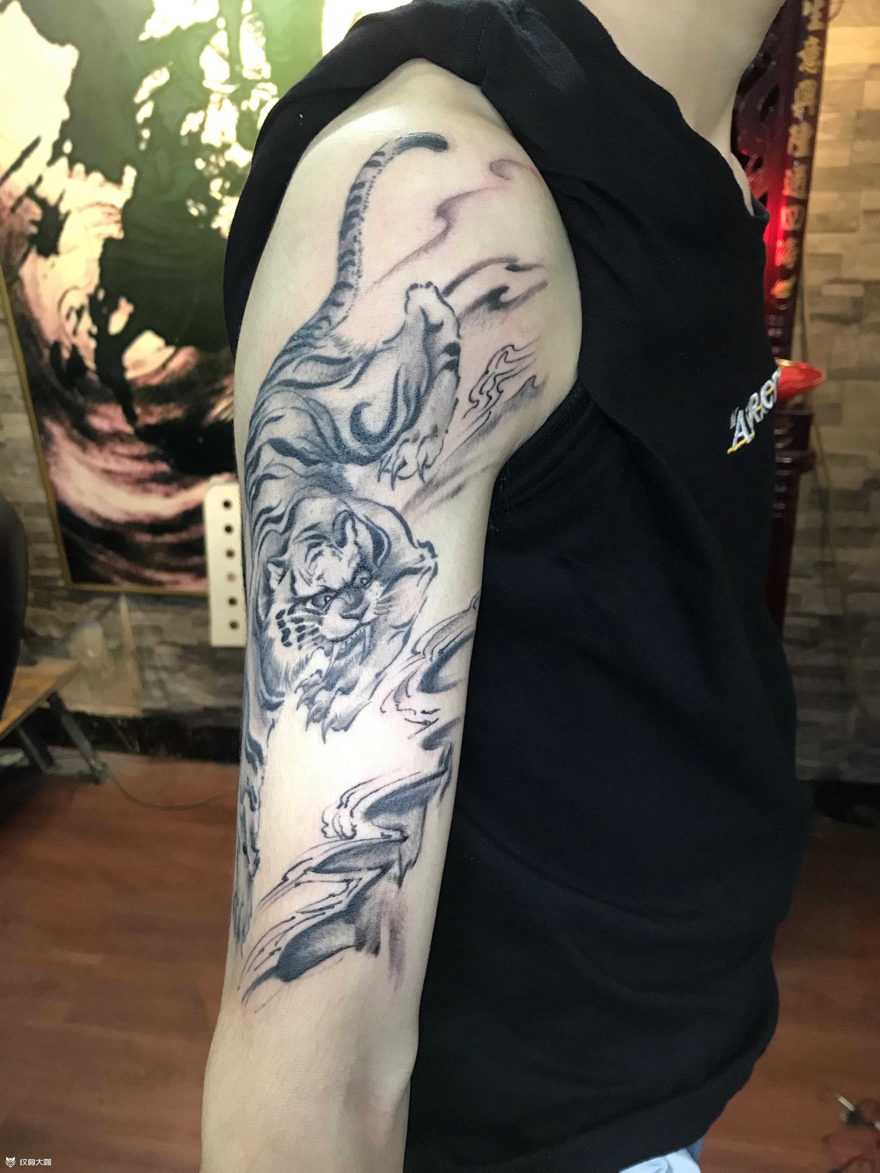 下山虎_纹身图案手稿图片_邓杰的纹身作品集