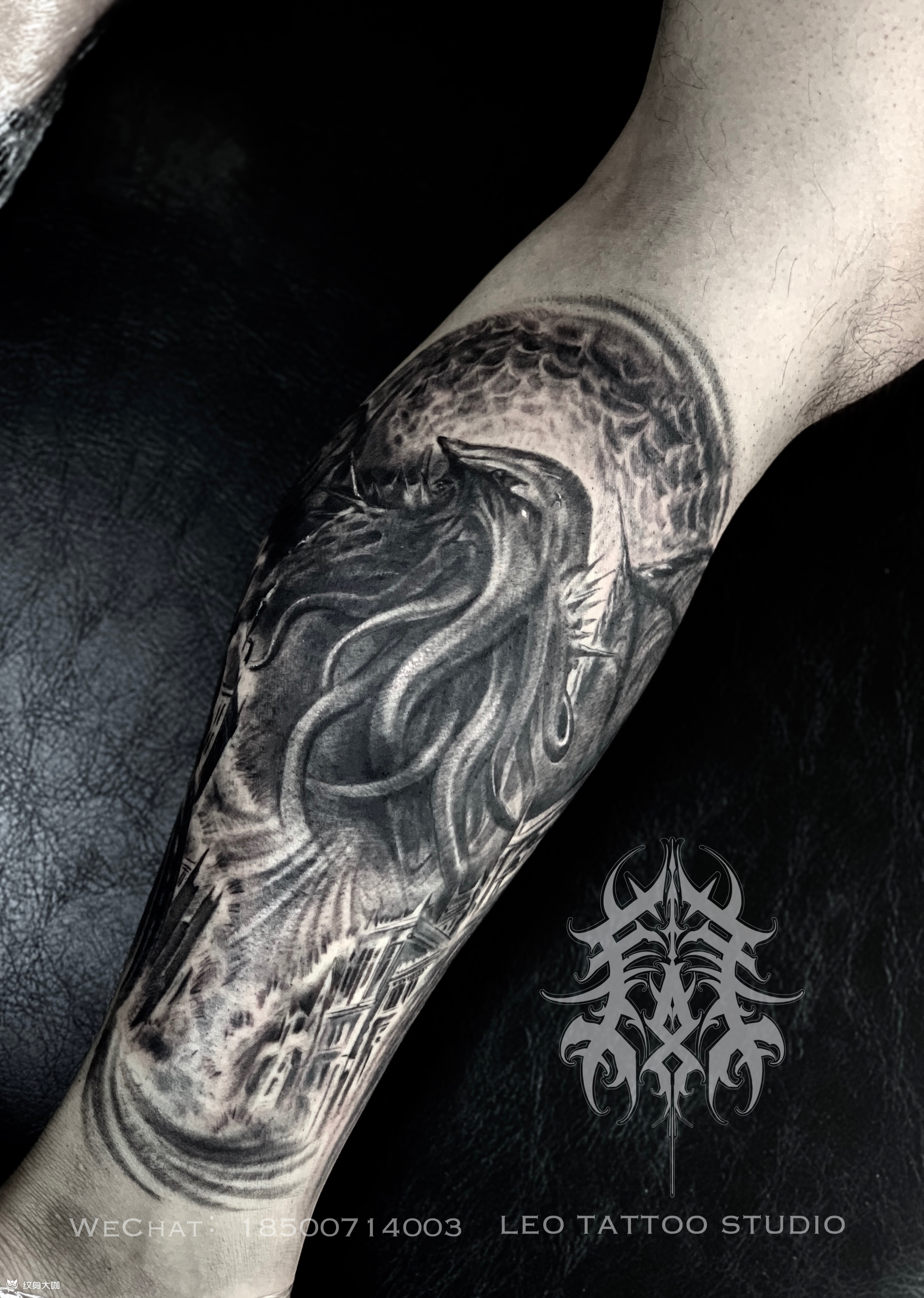 克苏鲁&沉没之城_纹身图案手稿图片_leo的纹身作品集