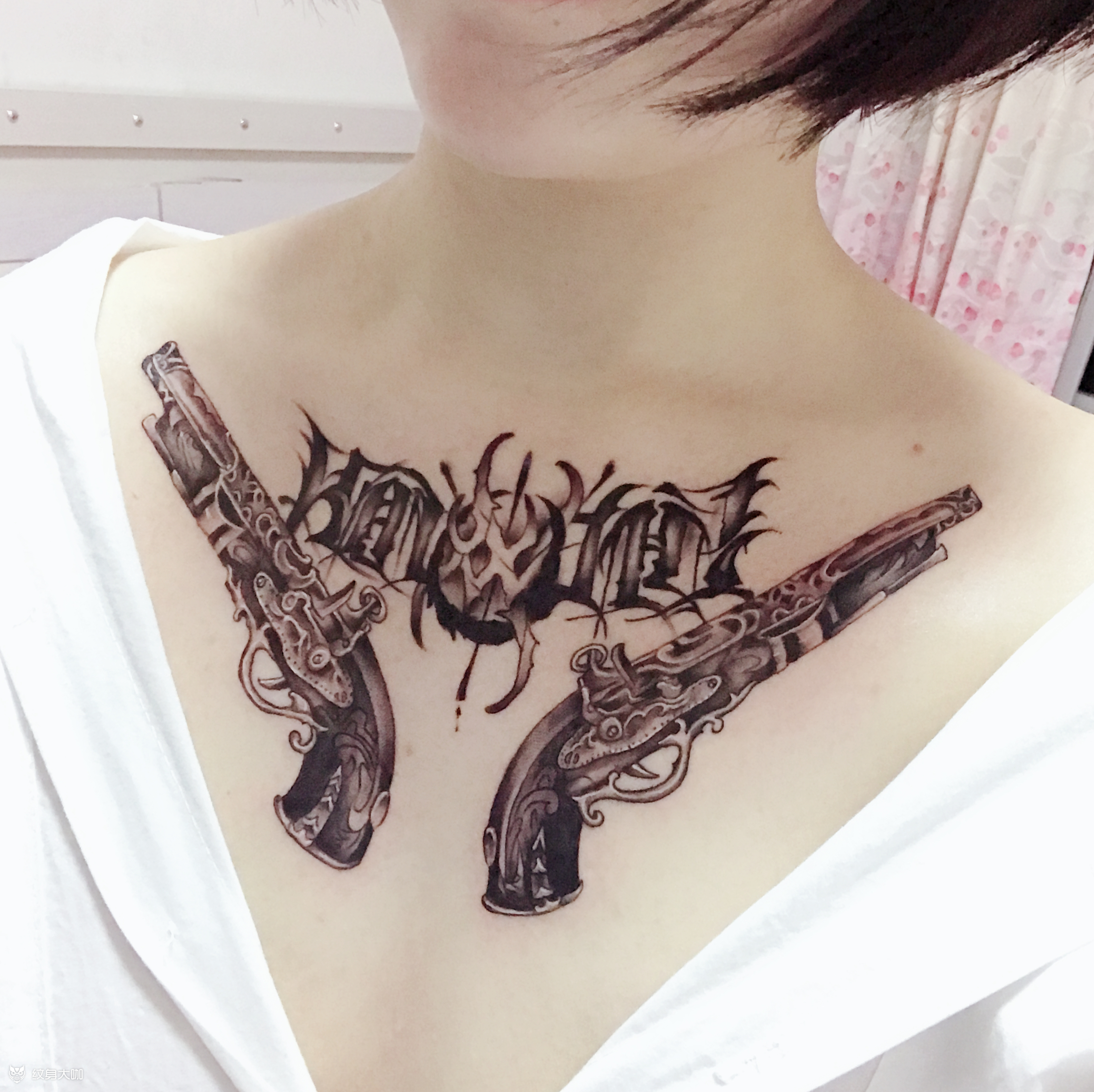 双枪_纹身图案手稿图片_郭瑞的纹身作品集