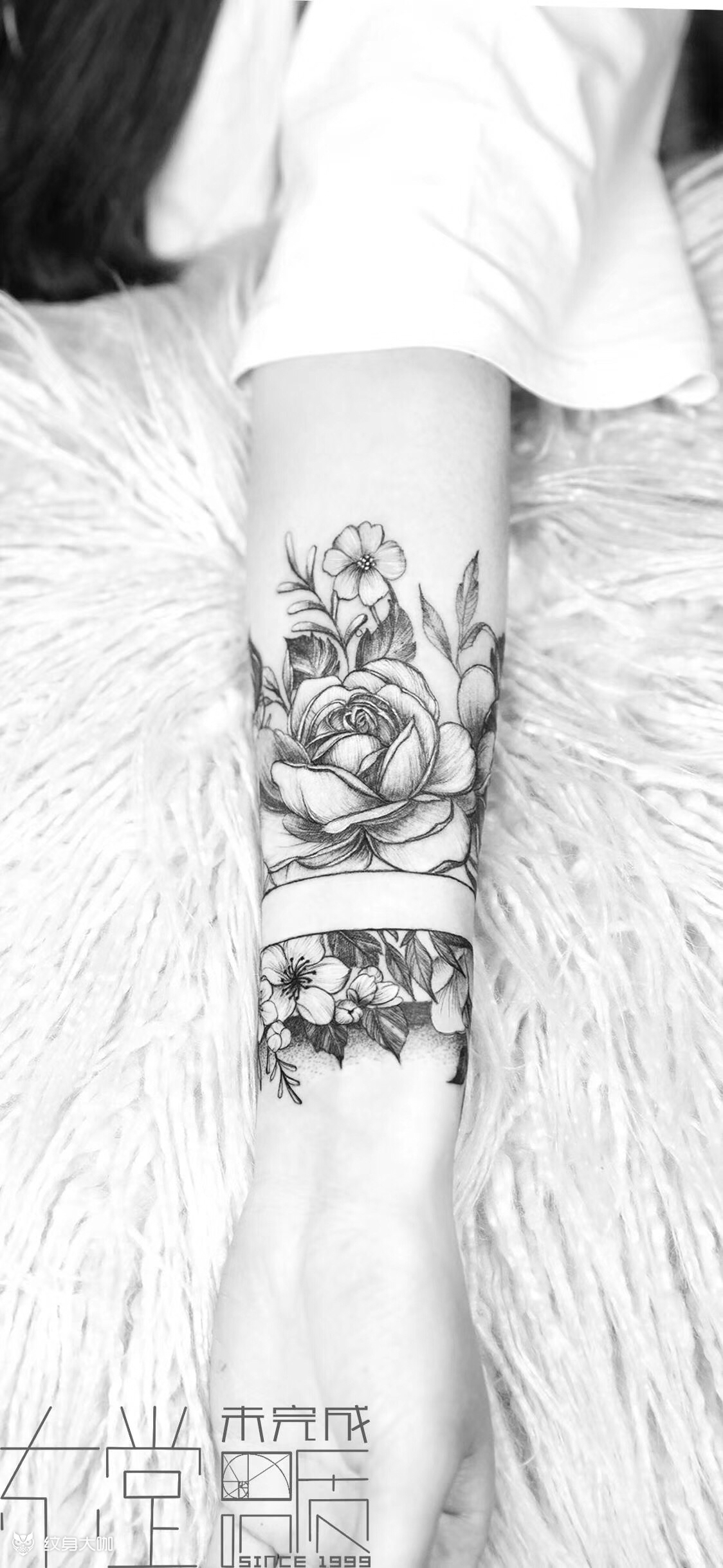 素花花臂_纹身图案手稿图片_张轩荣的纹身作品集
