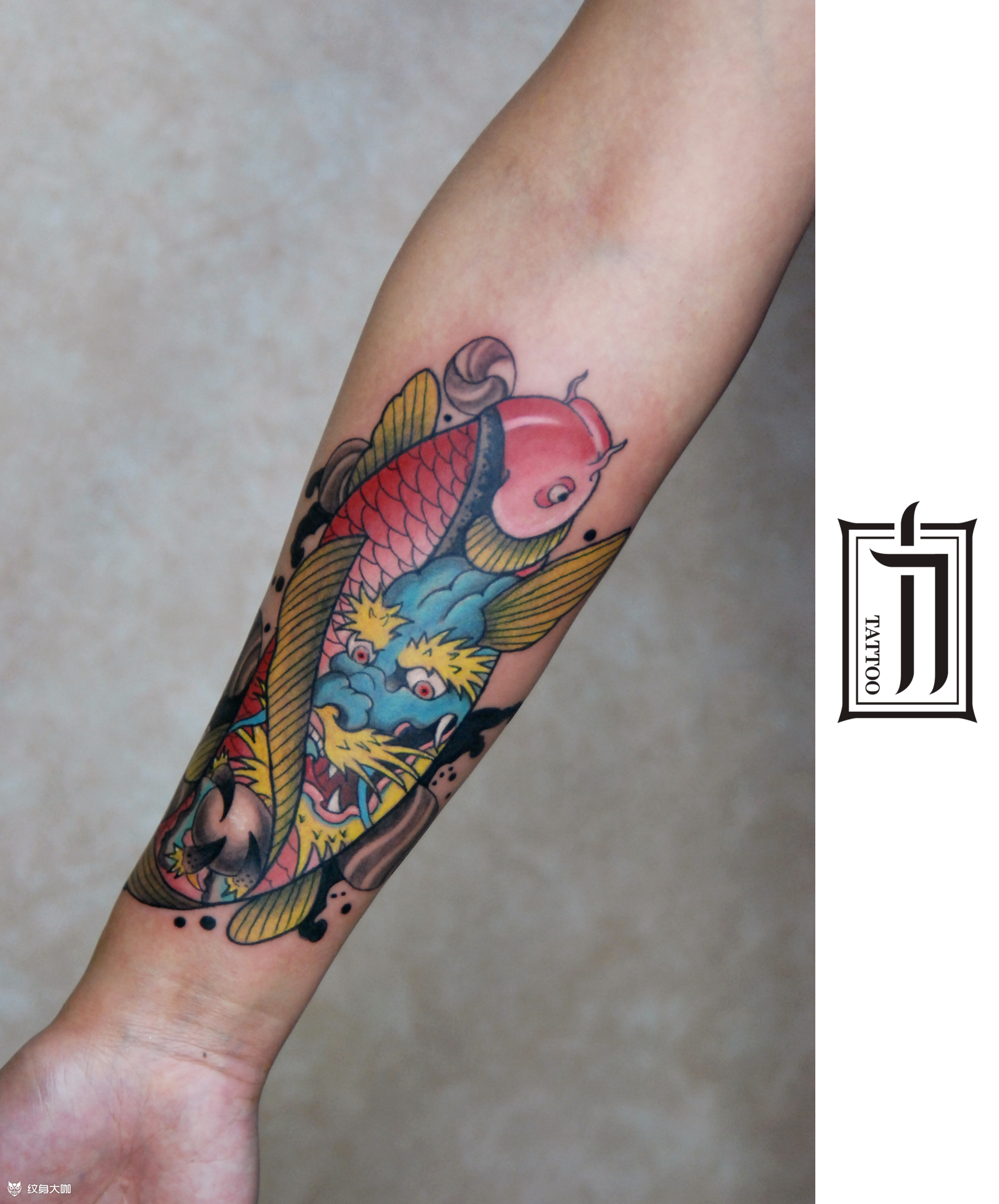 龙鱼_纹身图案手稿图片_陈力的纹身作品集