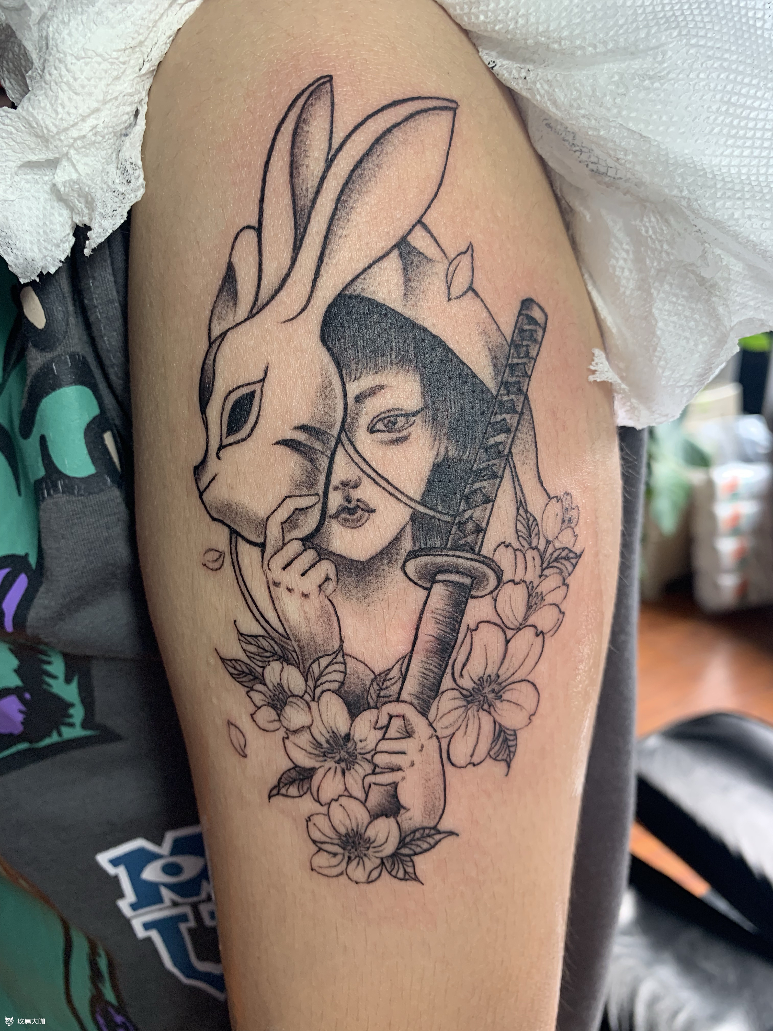 点刺日式面具雏姬艺伎_纹身图案手稿图片_赵钰的纹身作品集