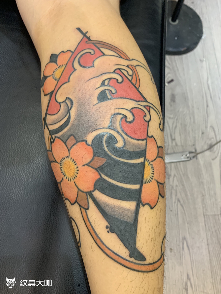 日式浪花 樱花94_纹身图案手稿图片_陈宇杰的纹身作品集