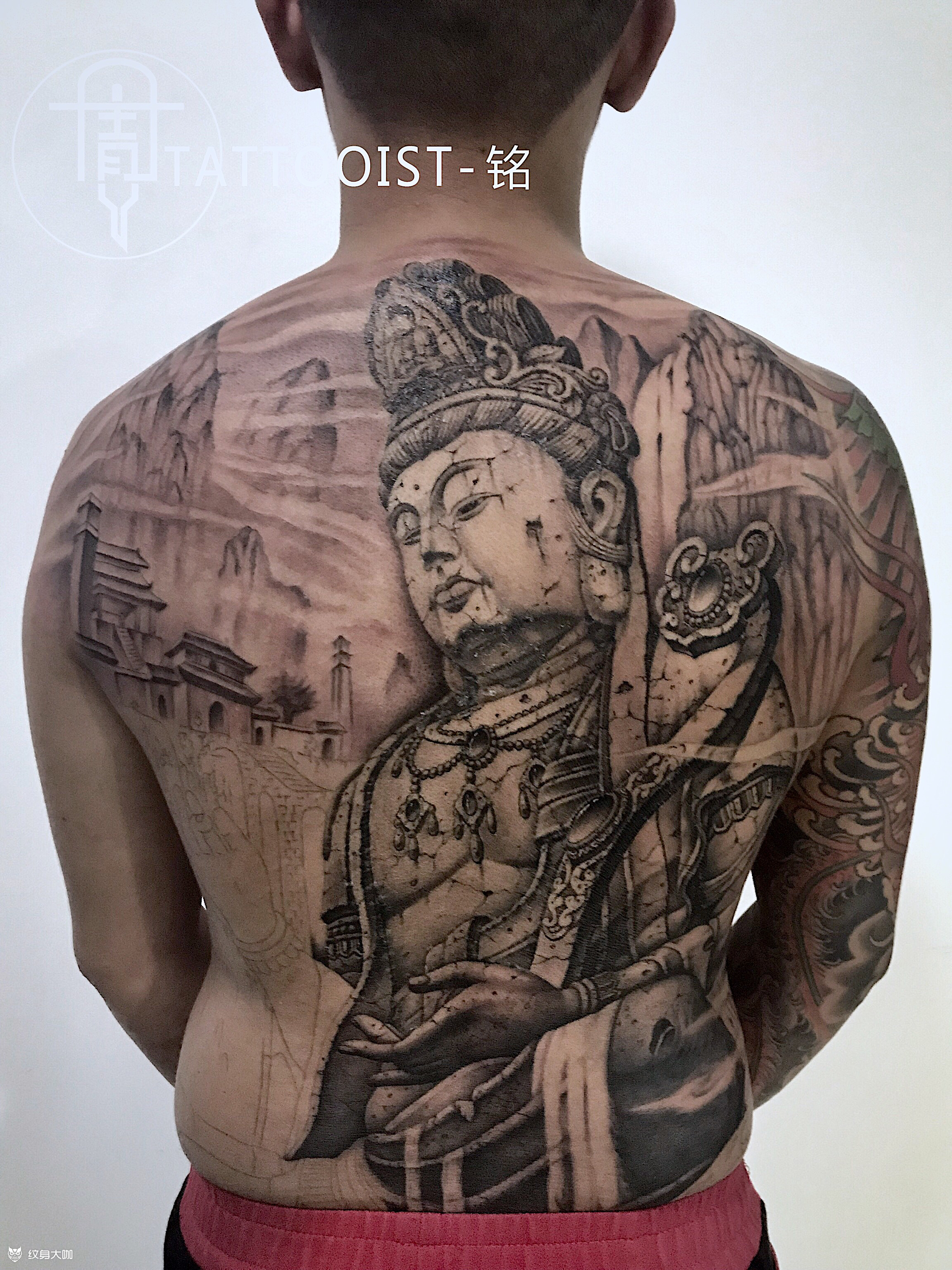 普贤菩萨满背未完成_纹身图案手稿图片_海口丹青的纹身作品集