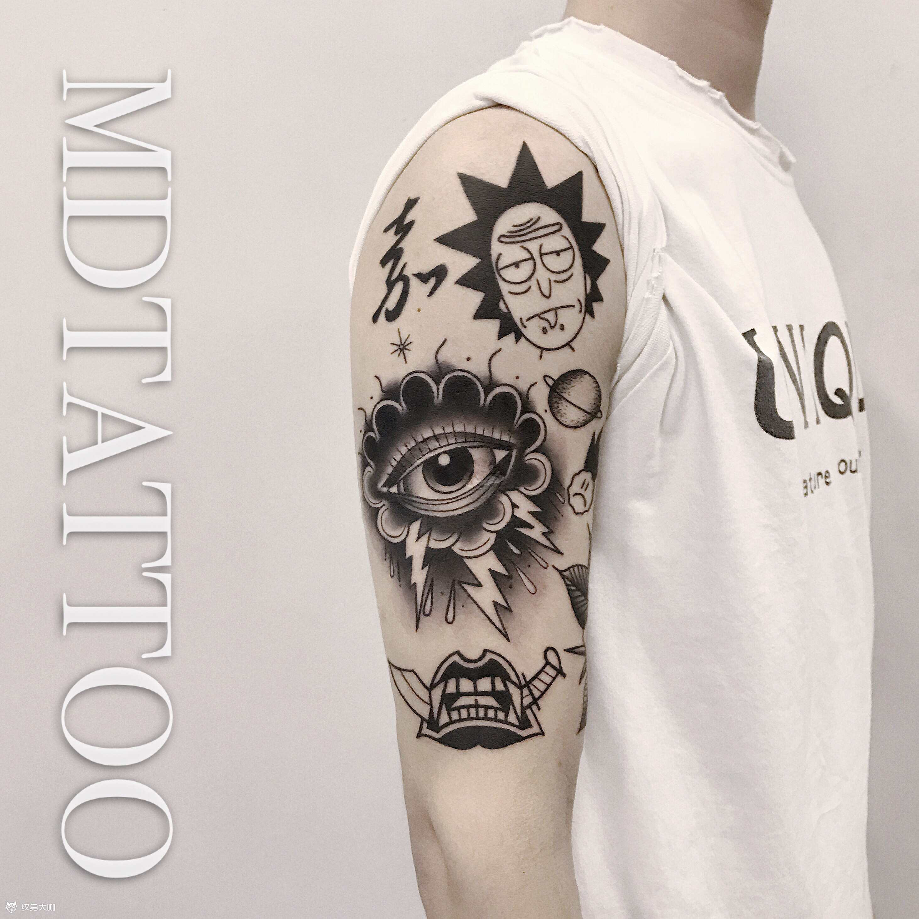 黑灰old school_纹身图案手稿图片_阿权的纹身作品集