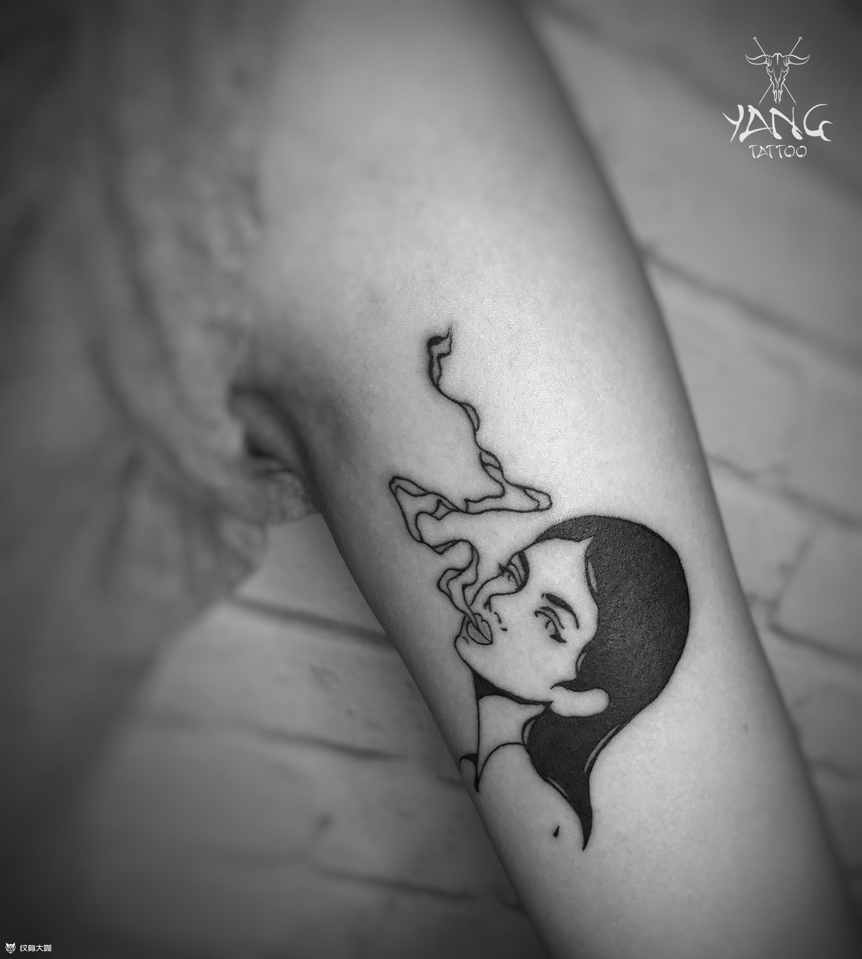 吸烟有害健康_纹身图案手稿图片_大楠的纹身作品集