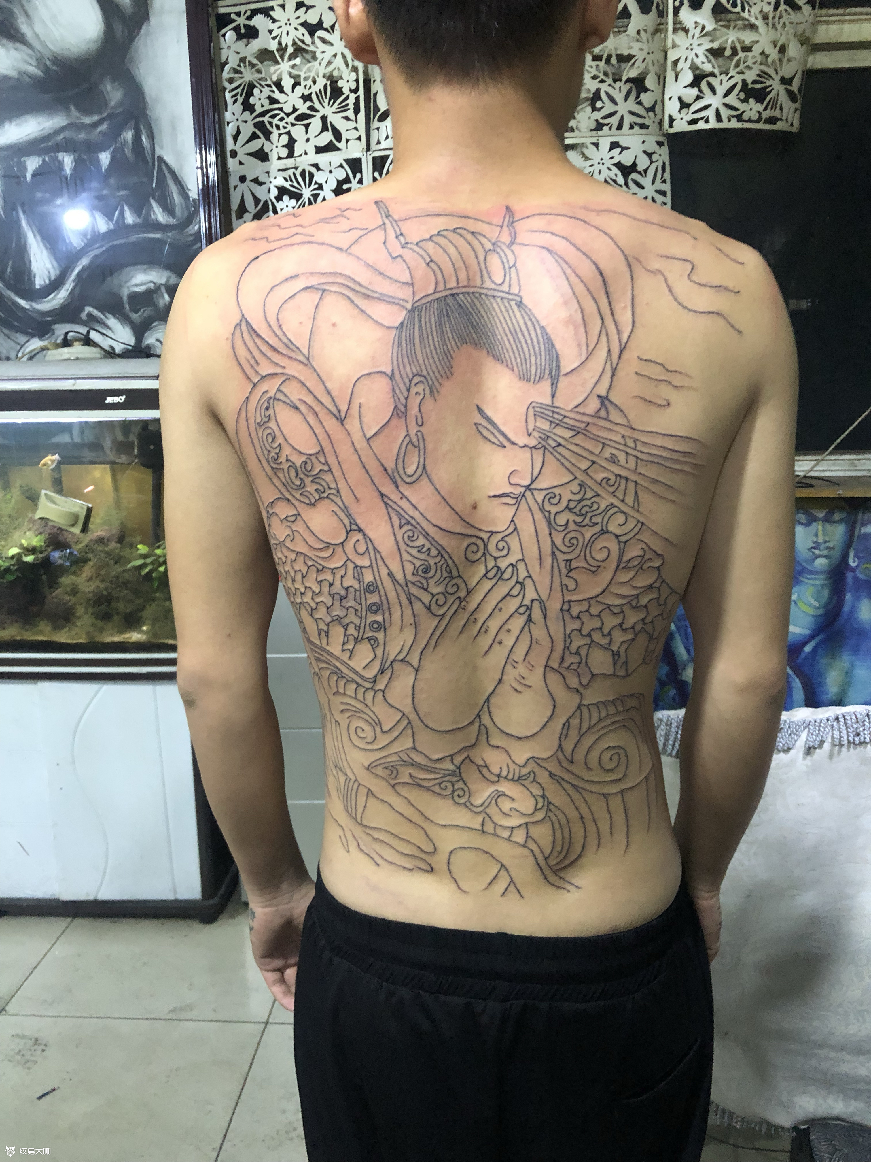 二郎神线条_纹身图案手稿图片_徐小明的纹身作品集