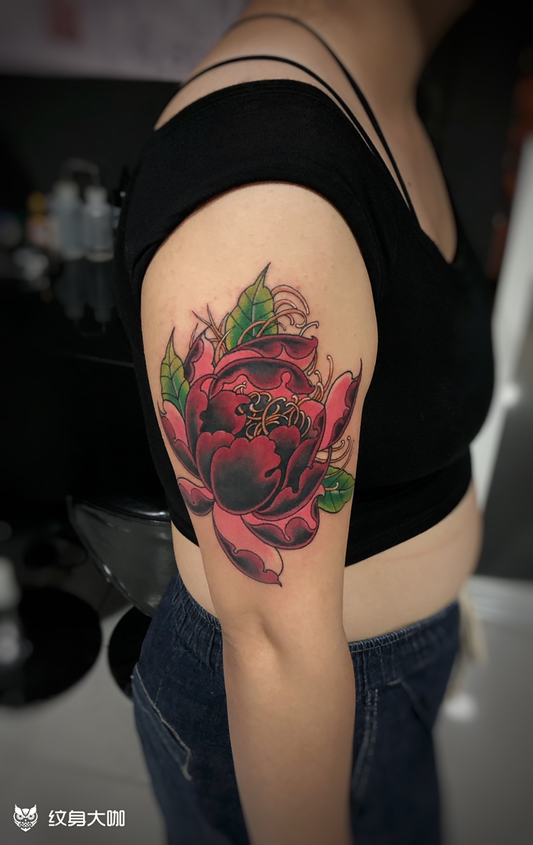 牡丹花遮盖老文身_纹身图案手稿图片_王的纹身作品集
