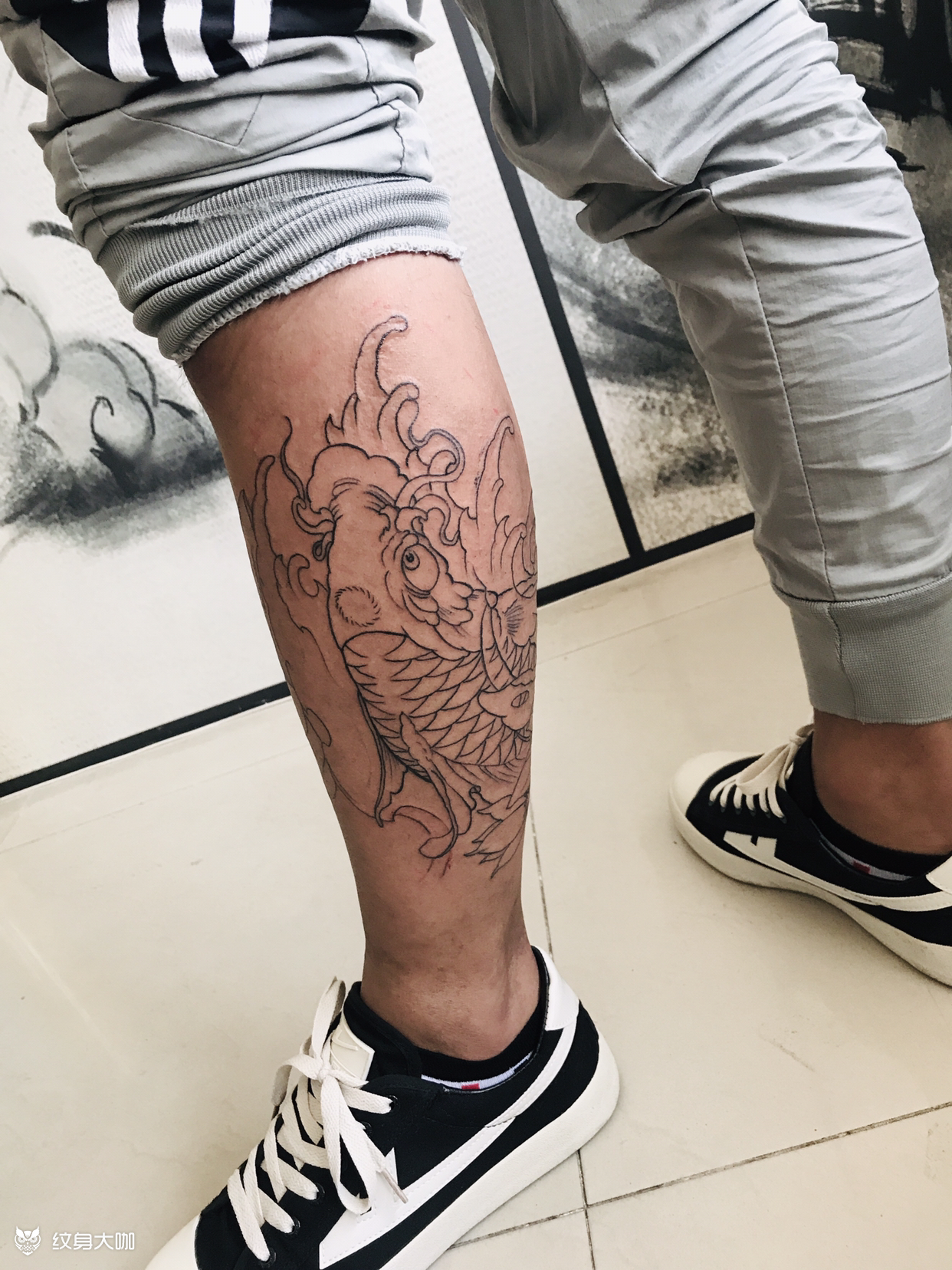 包小腿线条_纹身图案手稿图片_无锡神雕的纹身作品集