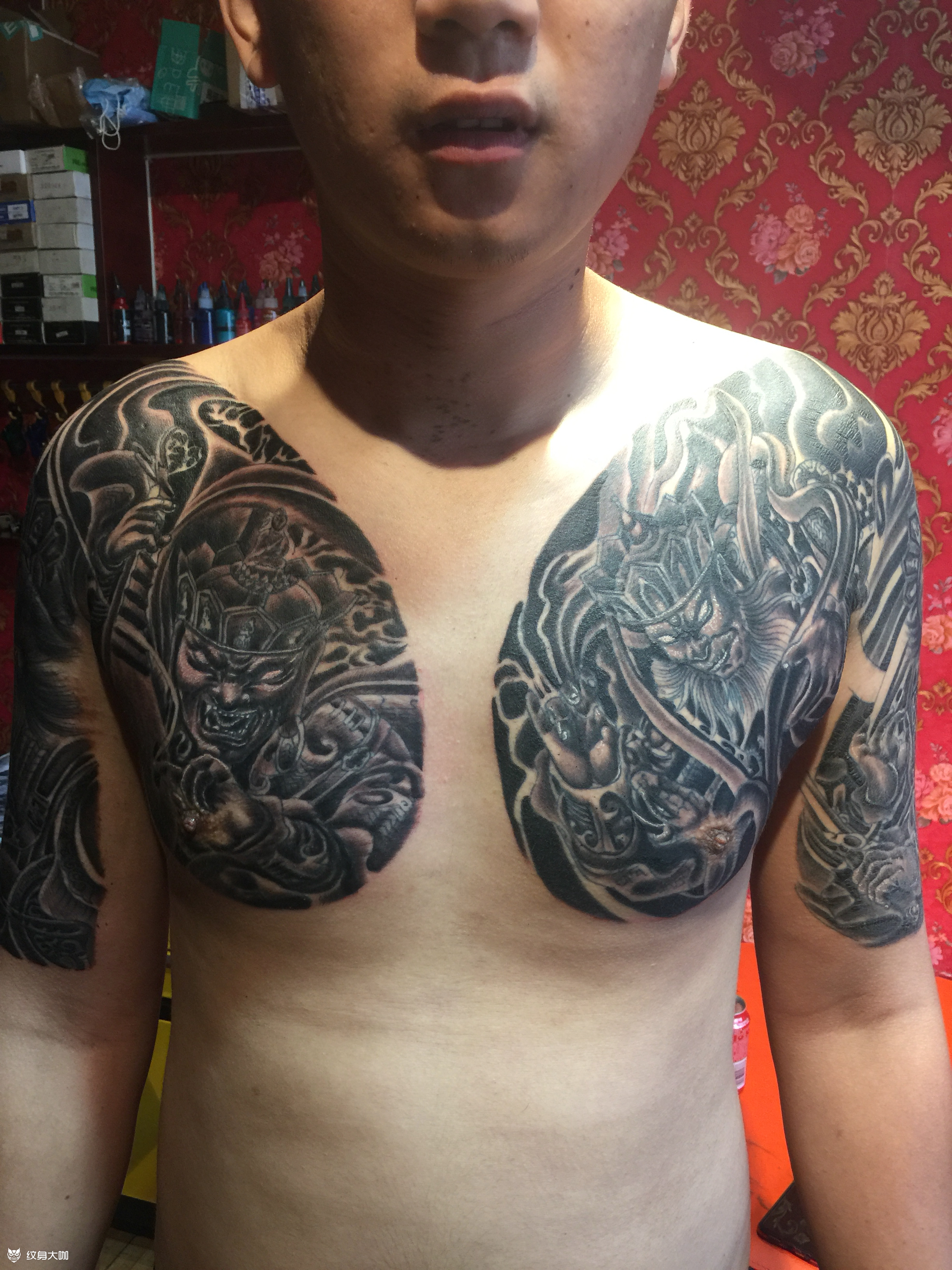 四大天王半甲_纹身图案手稿图片_路磊磊的纹身作品集