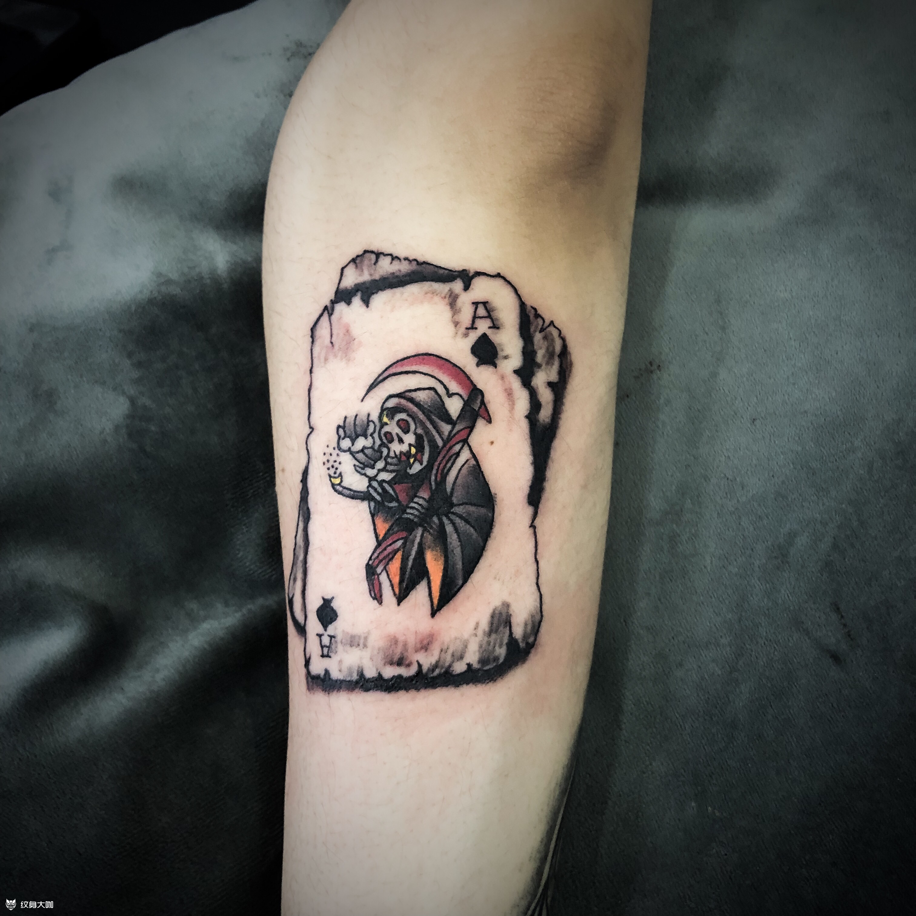 死神黑桃a_纹身图案手稿图片_王河锟的纹身作品集