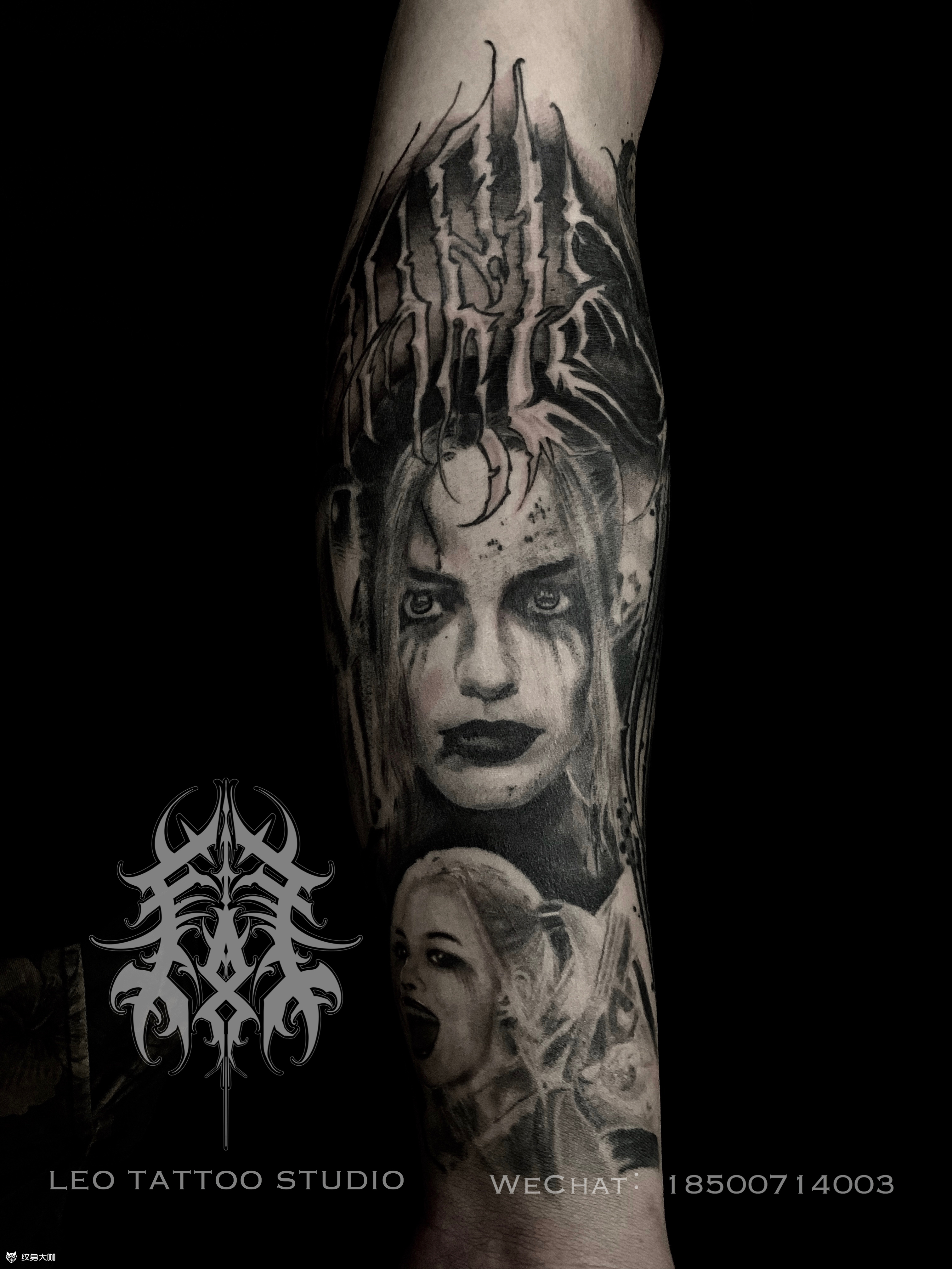 哈利奎因主题花臂_纹身图案手稿图片_leo的纹身作品集