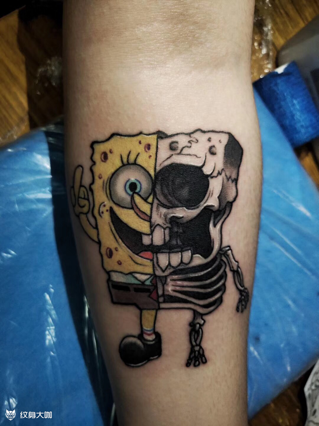 海绵宝宝_纹身图案手稿图片_海绿的纹身作品集