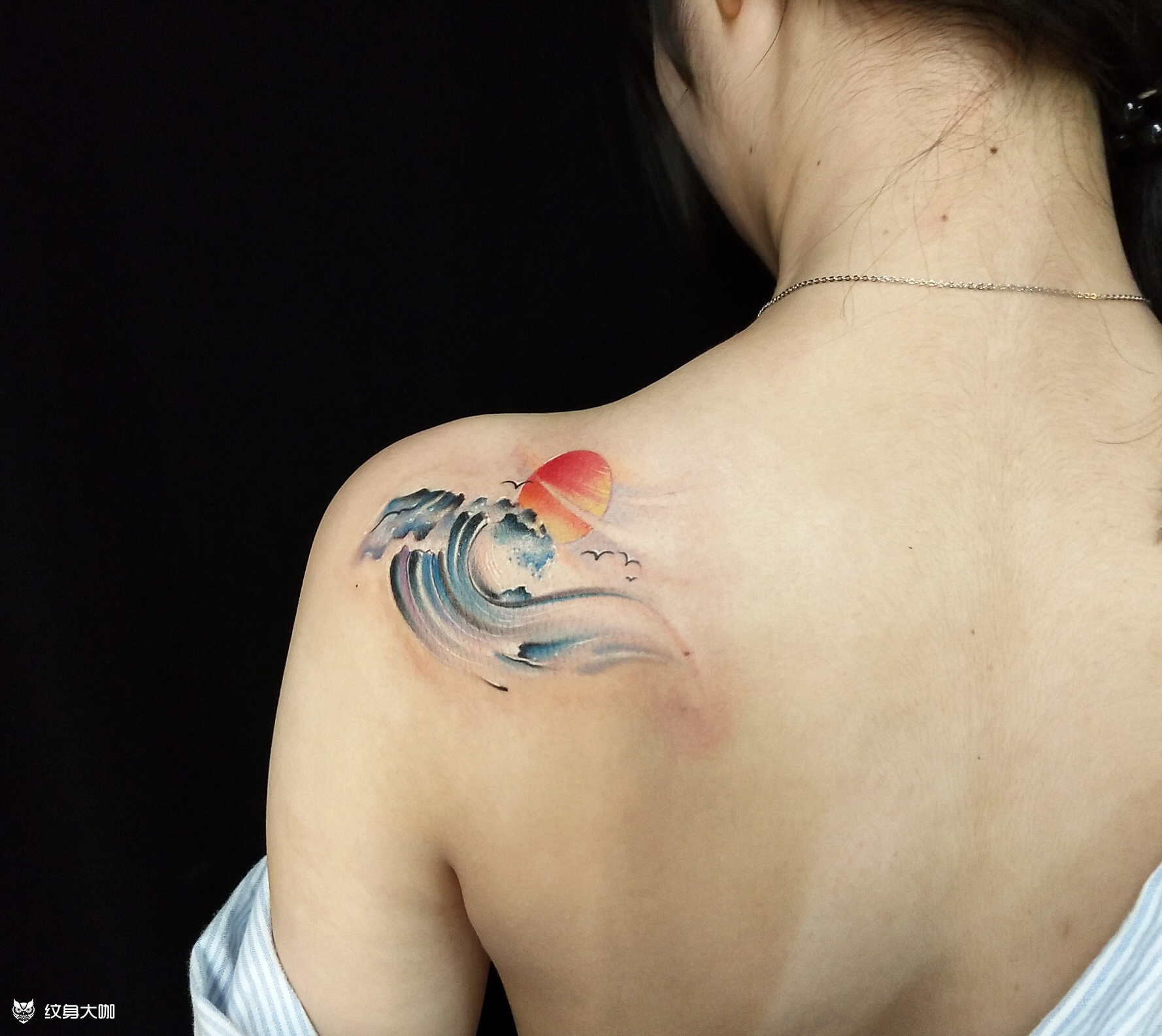 太阳 海洋_纹身图案手稿图片_程绎的纹身作品集