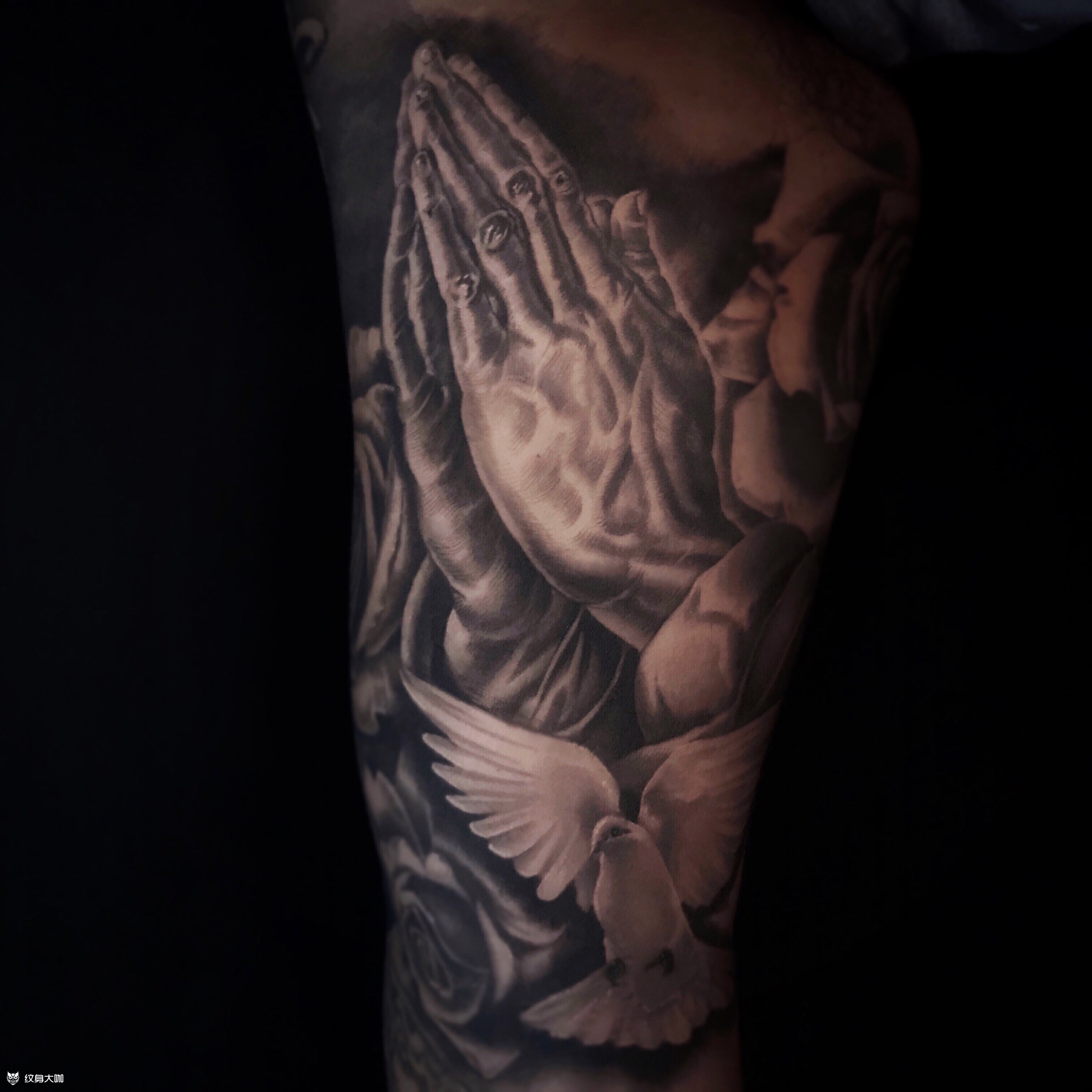 祈祷之手_纹身图案手稿图片_董鹏的纹身作品集