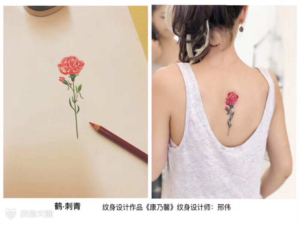 康乃馨_纹身图案手稿图片_雕鹤的纹身作品集