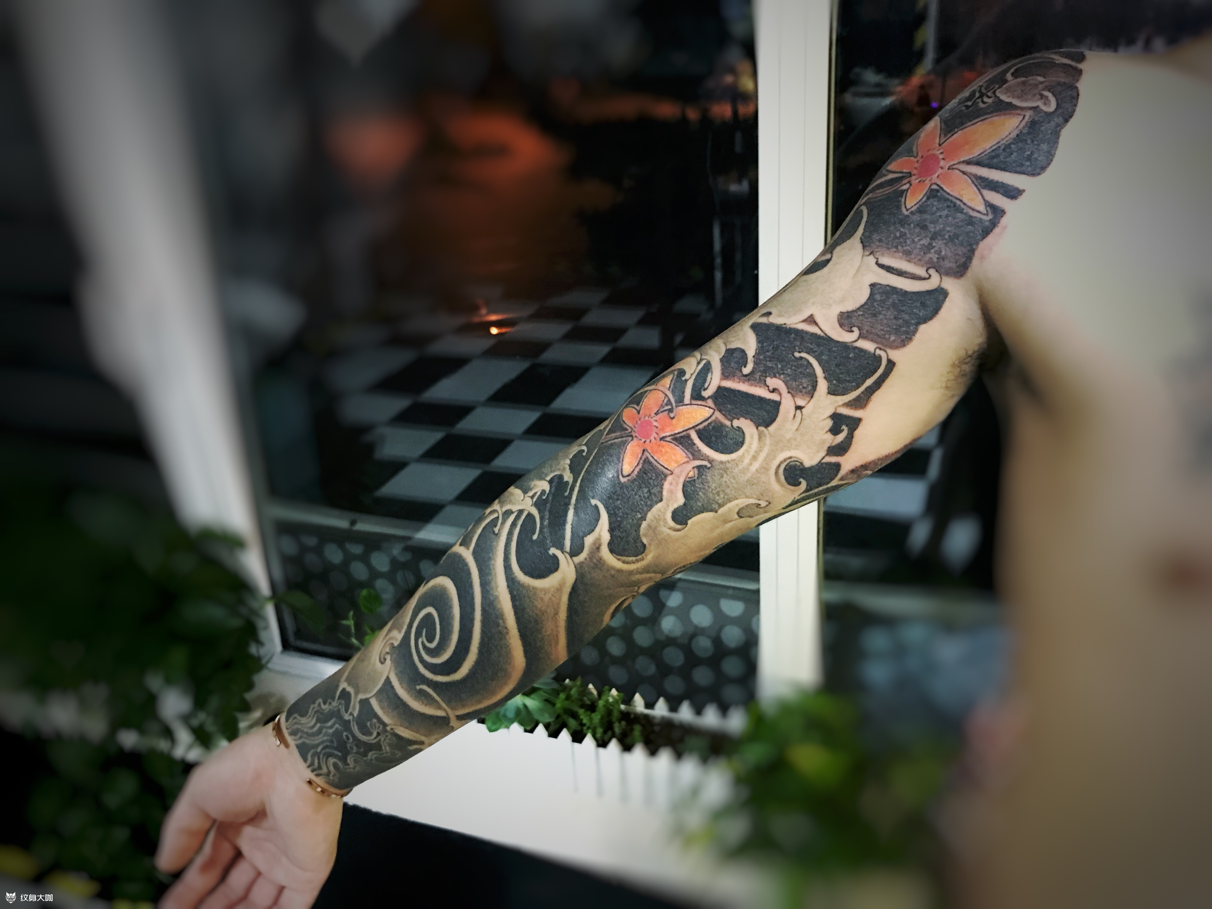 浪臂#传统花臂 手绘_纹身吧社区 - 纹身大咖