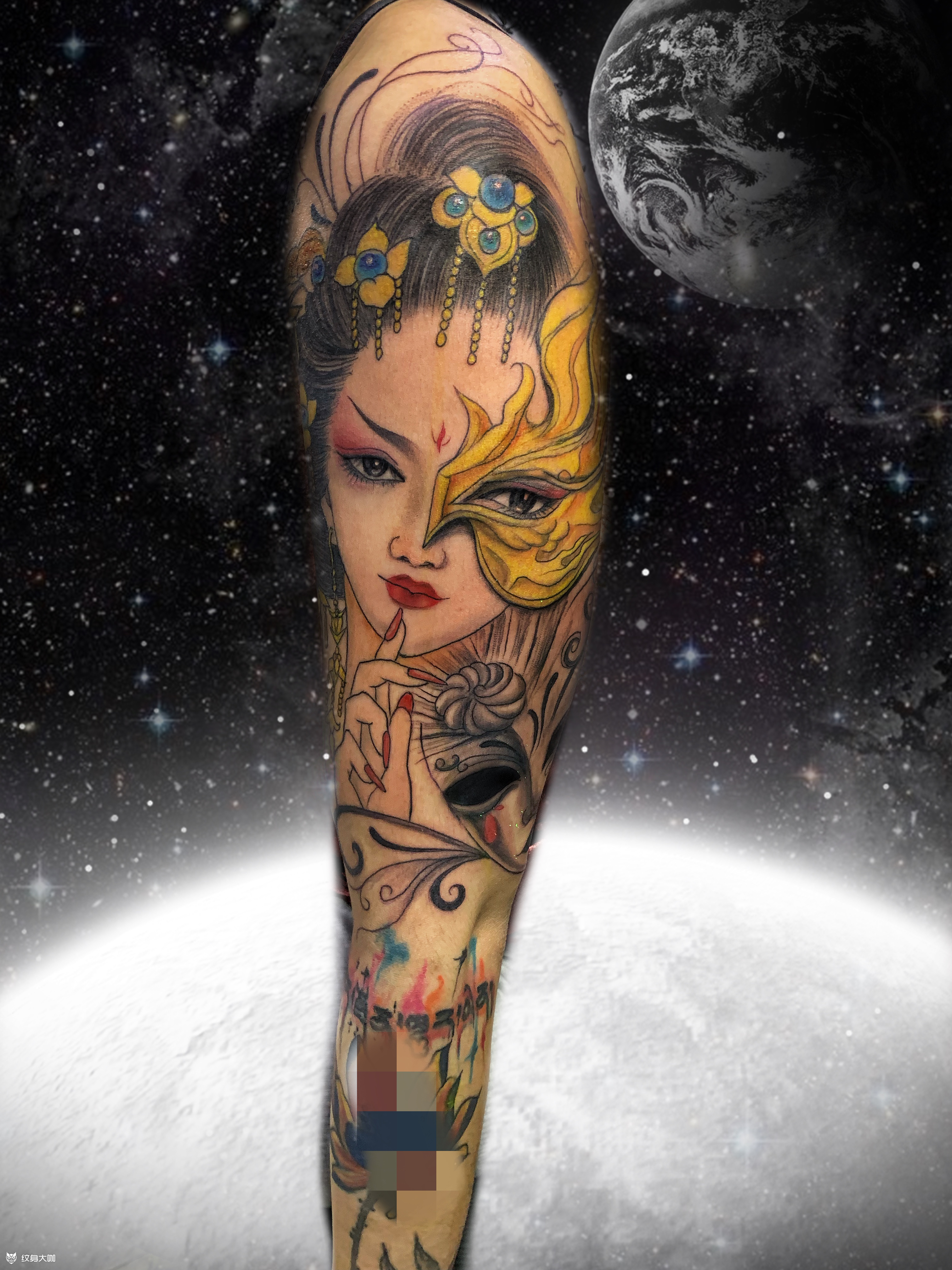 半面美人_纹身图案手稿图片_龙啸堂的纹身作品集