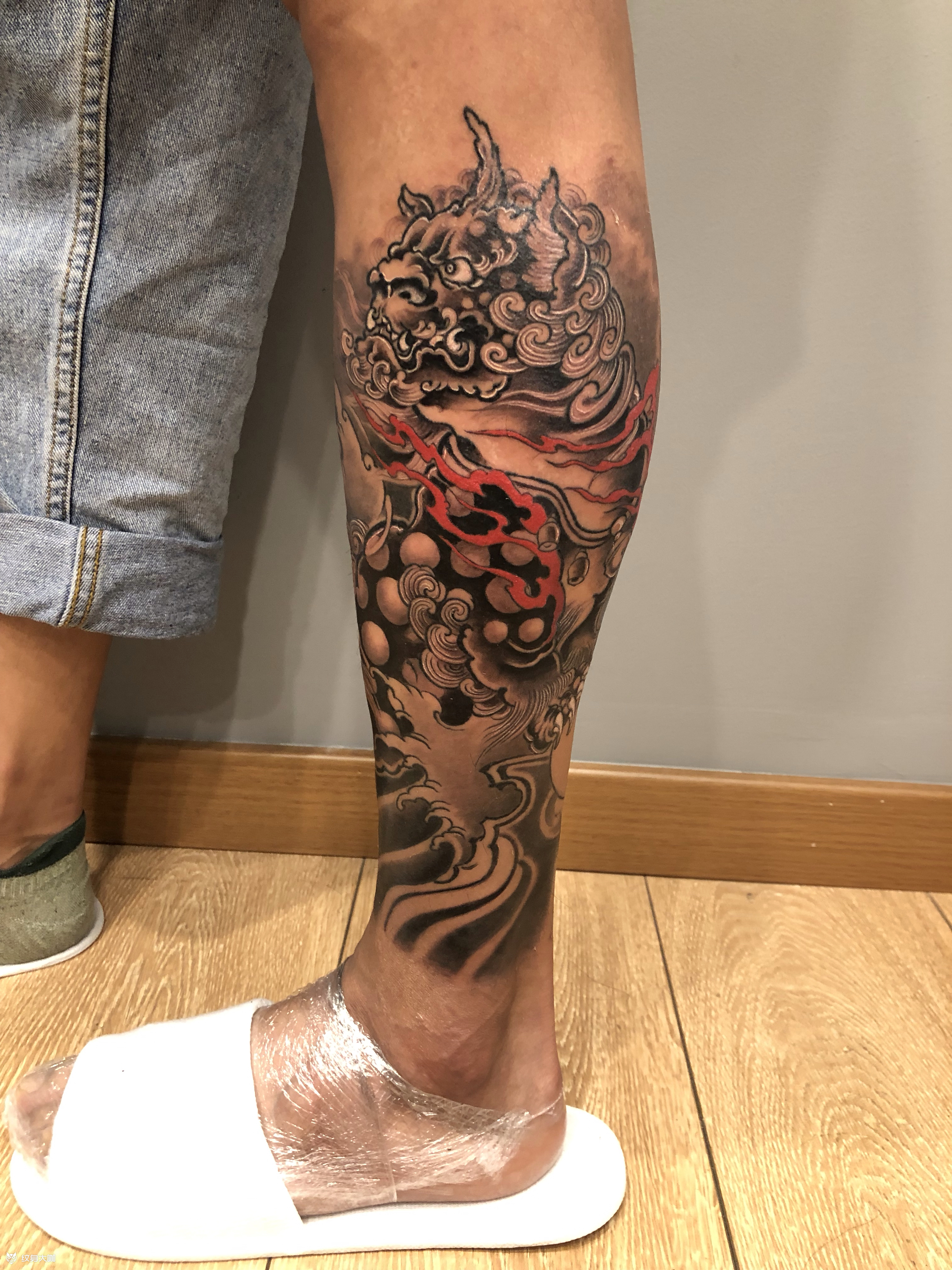 貔貅包小腿_纹身图案手稿图片_吴丹的纹身作品集