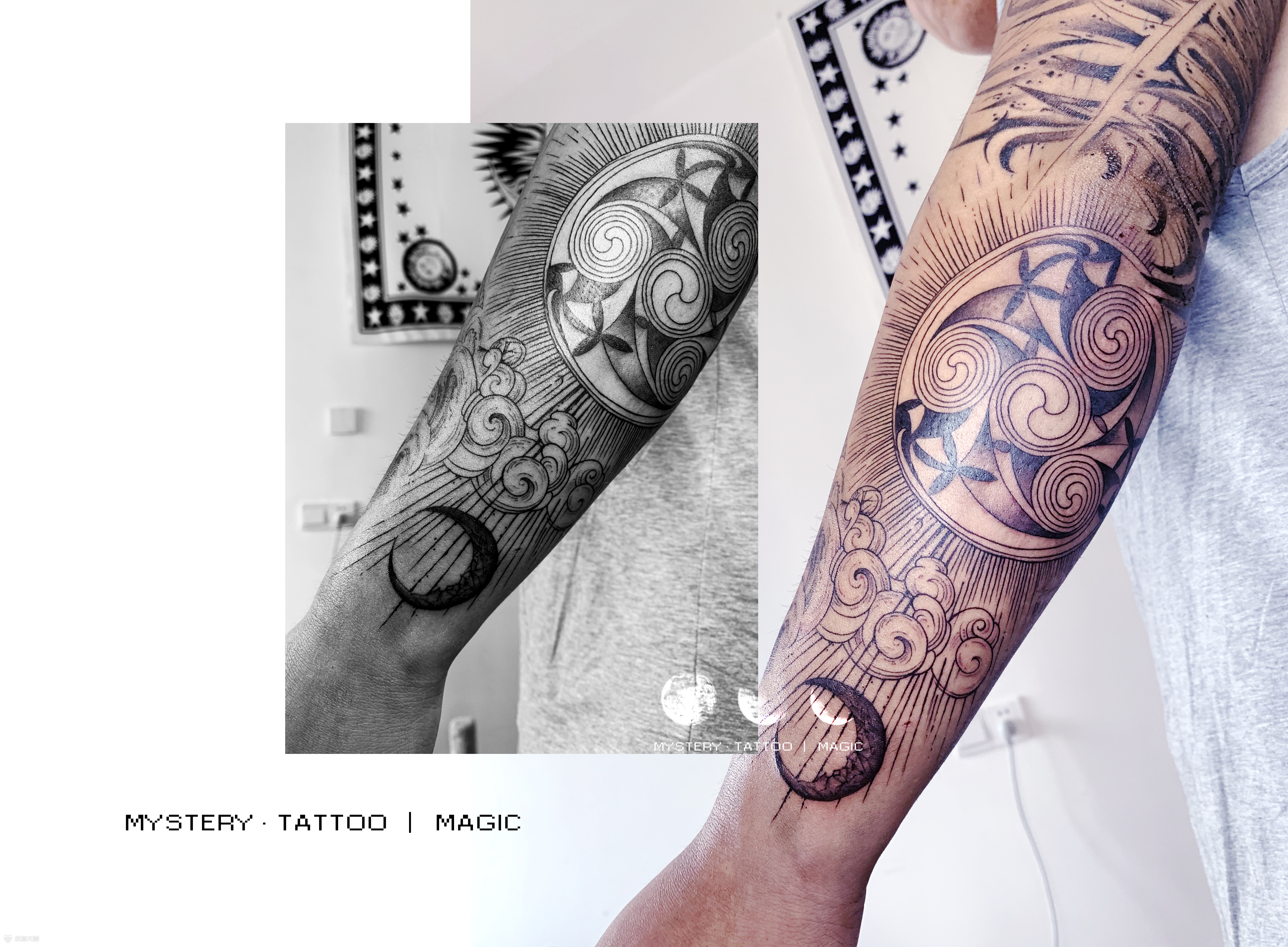 线条写轮眼小花臂_纹身图案手稿图片_美政的纹身作品集