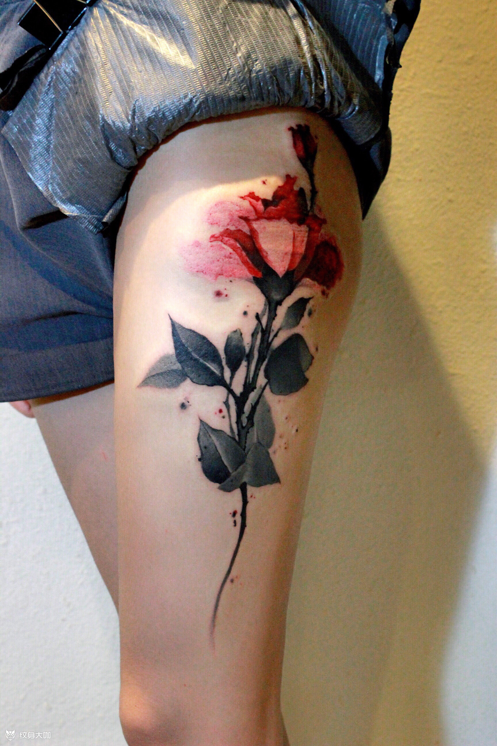 水墨桔梗花遮盖_纹身图案手稿图片_岳谦的纹身作品集