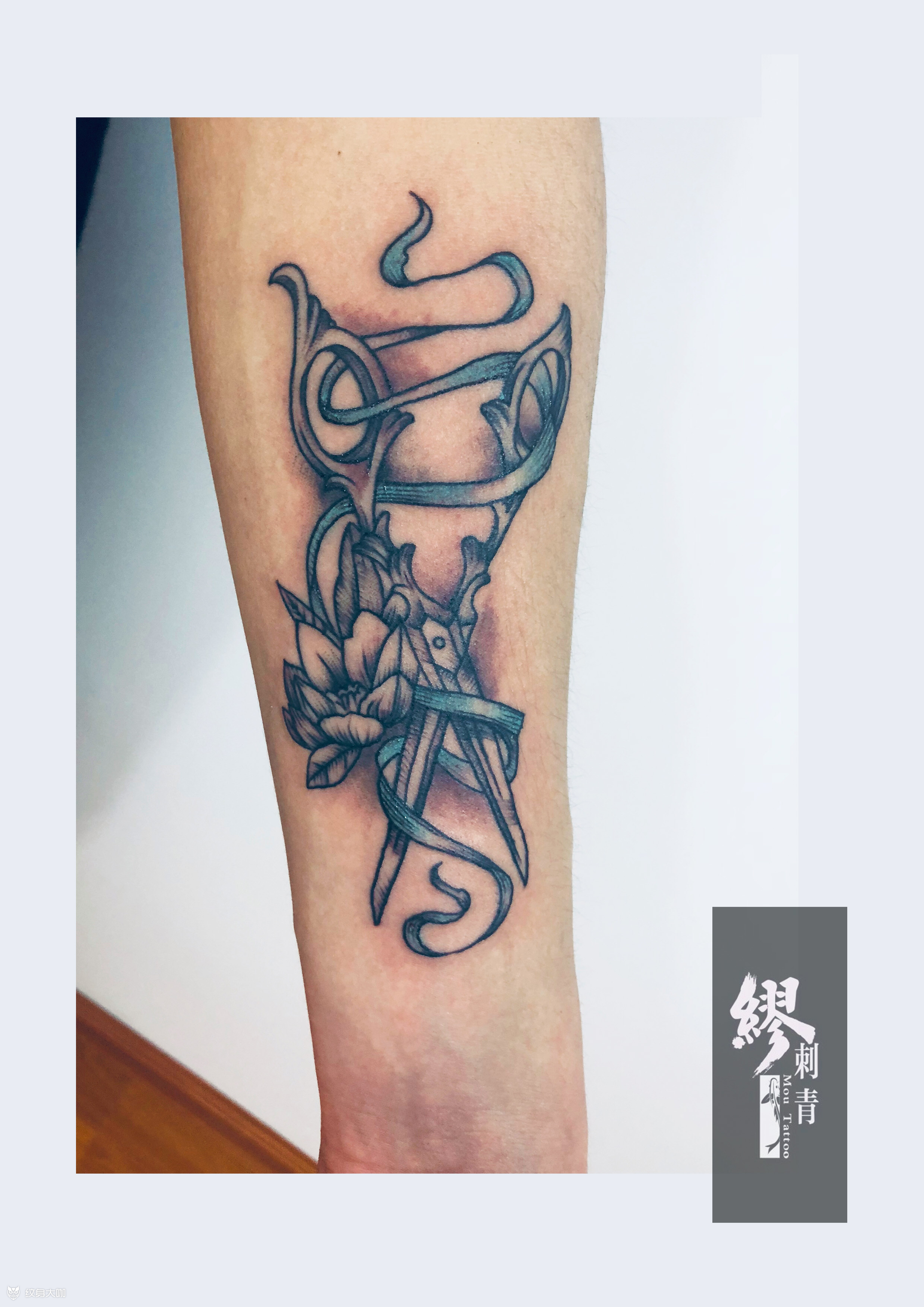 线性剪刀_纹身图案手稿图片_jo的纹身作品集