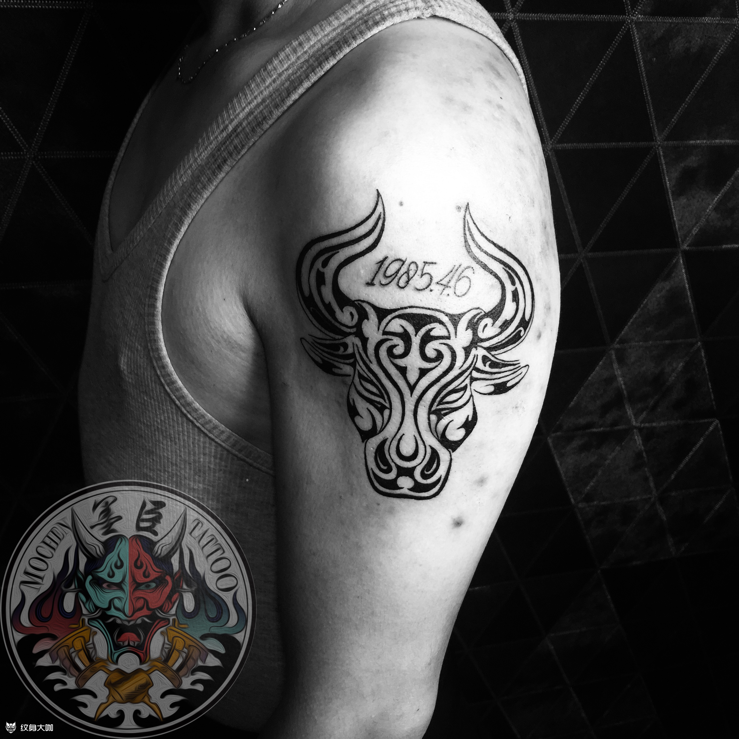 图腾牛_纹身图案手稿图片_李航的纹身作品集
