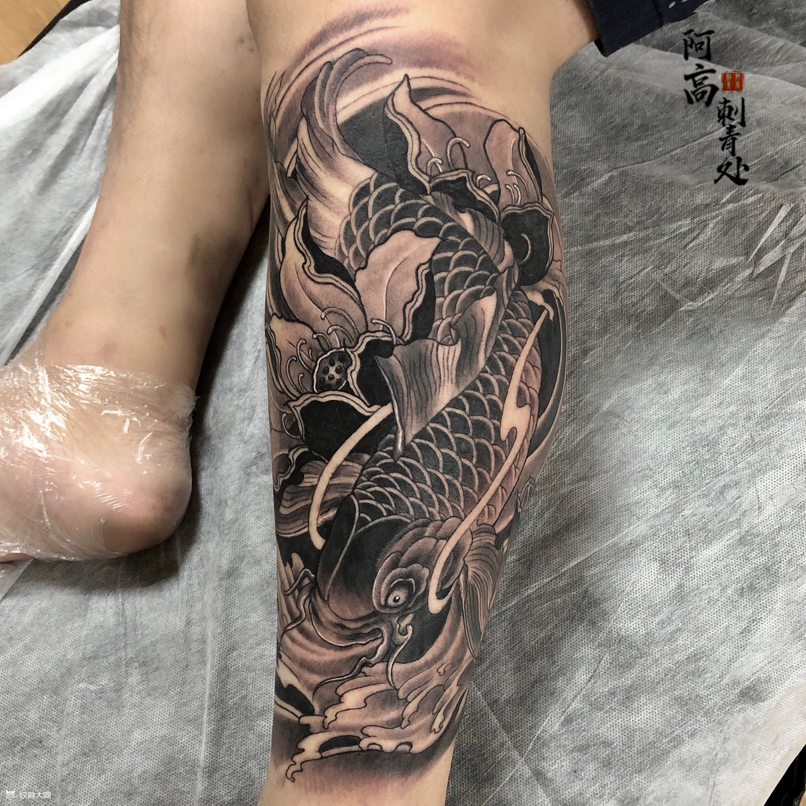 鲤鱼纹身_纹身图案手稿图片_阿高的纹身作品集