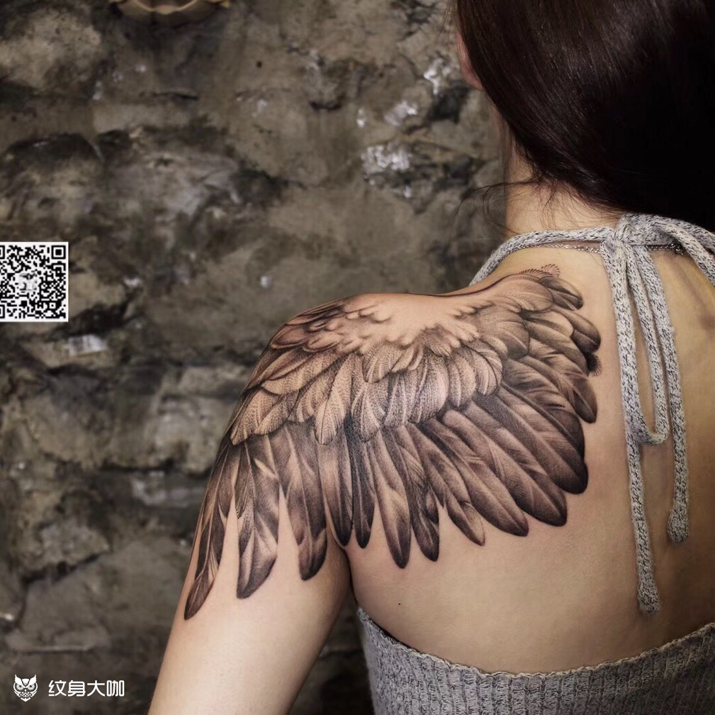 翅膀_纹身图案手稿图片_哈森的纹身作品集