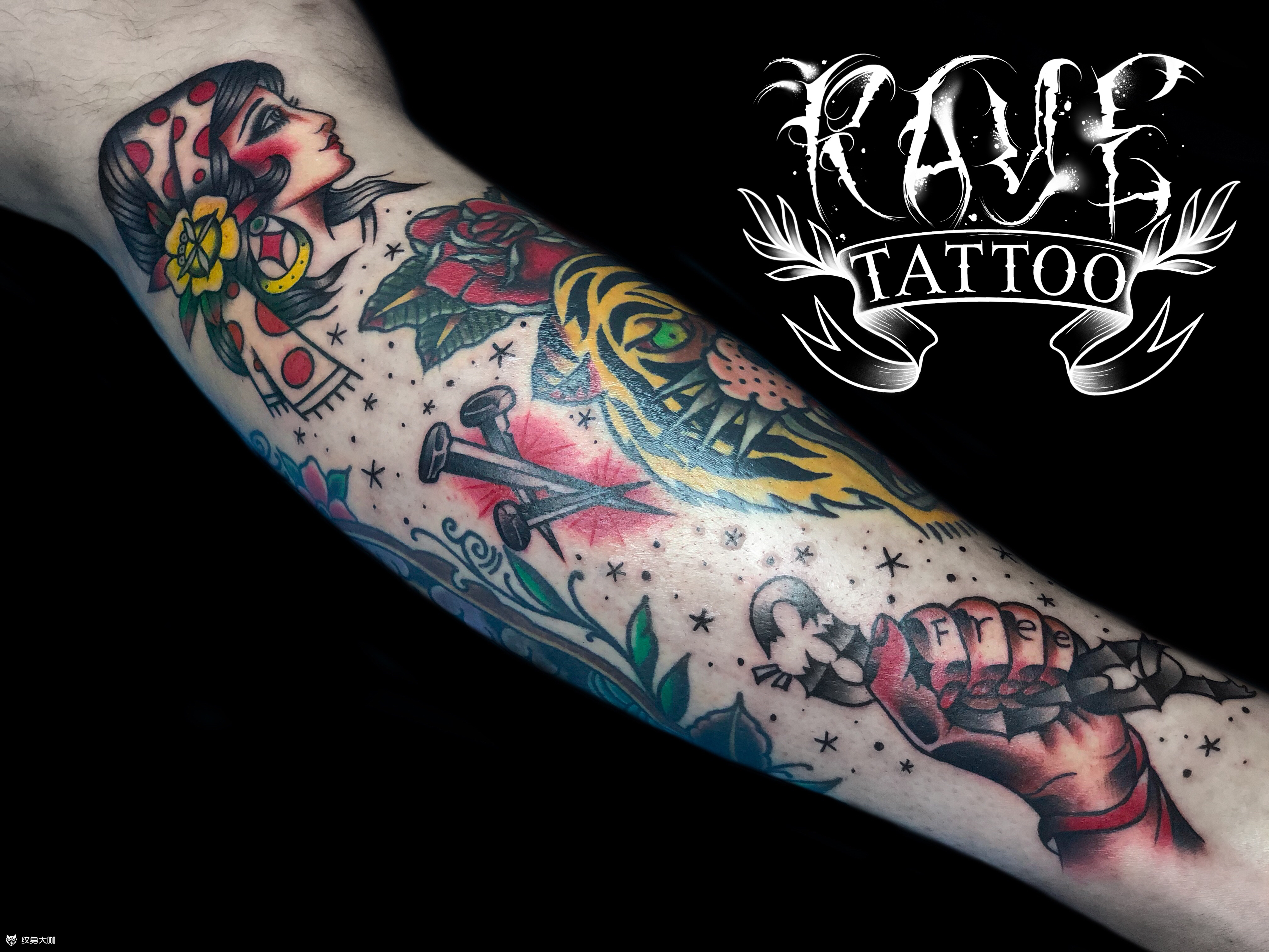 old school美式包小腿_纹身图案手稿图片_raye 瑞哥的纹身作品集