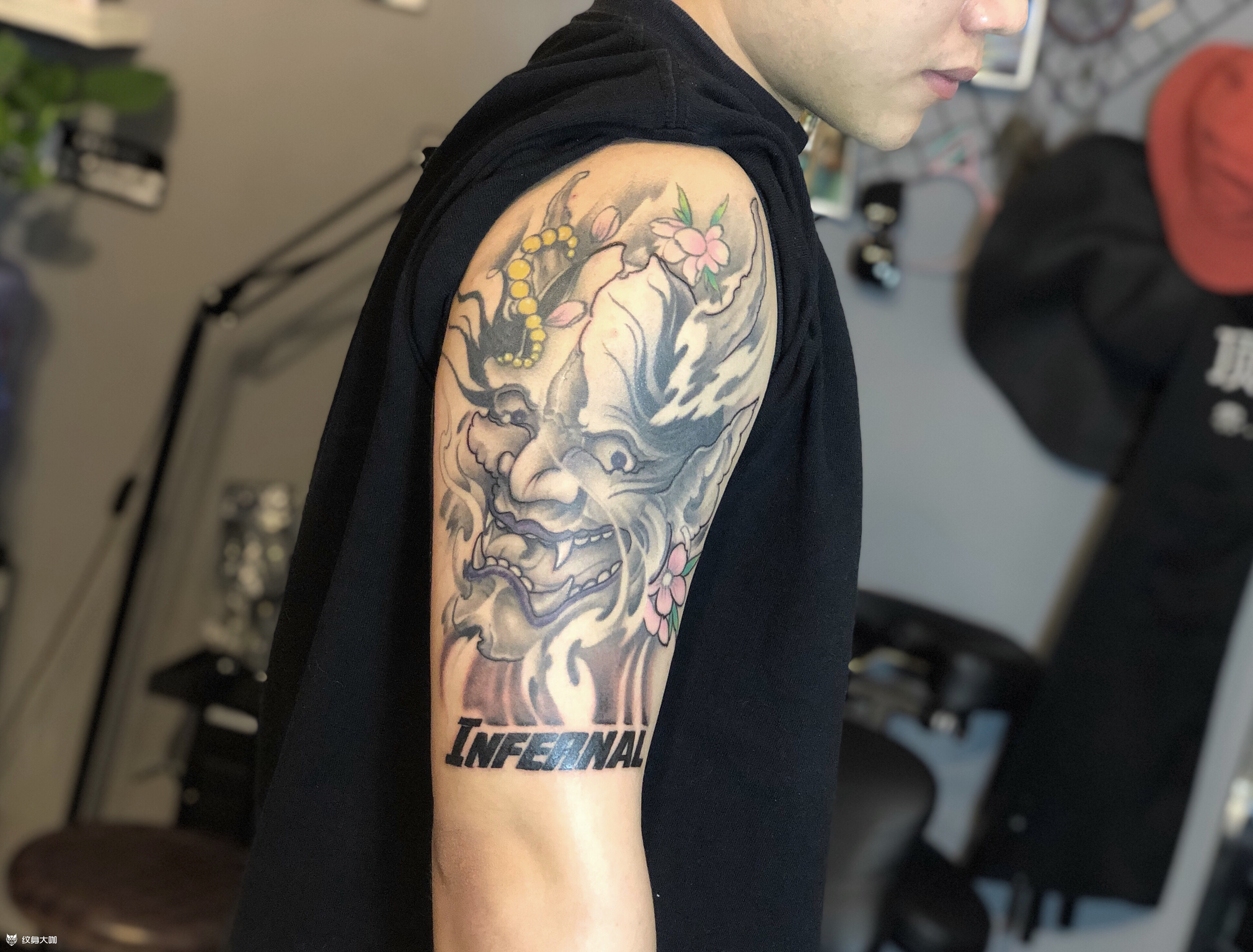 上臂混拼_纹身图案手稿图片_聂彩云的纹身作品集